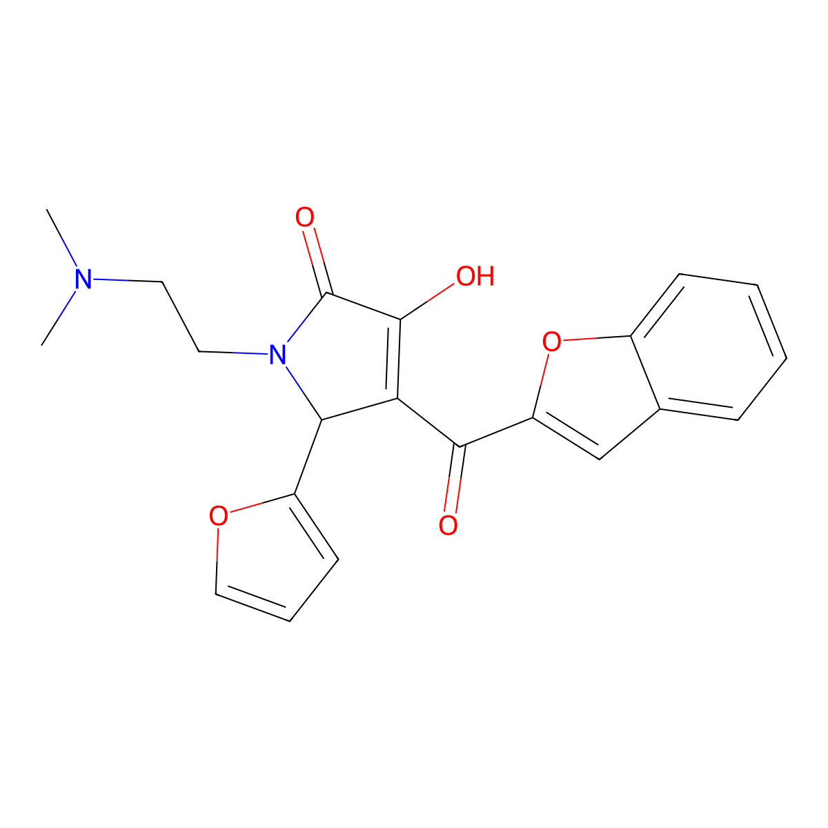 4-(1-benzofuran-2-ylcarbonyl)-1-[2-(dimethylamino)ethyl]-5-(furan-2-yl)-3-hydroxy-1,5-dihydro-2H-pyrrol-2-one molecular structure, CAS 618365-19-8