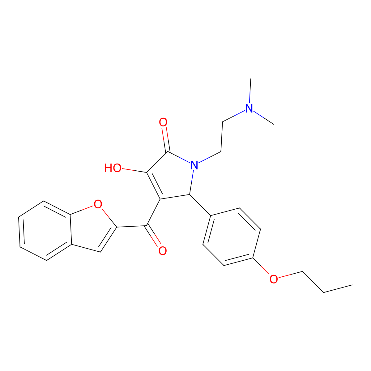 4-(1-benzofuran-2-ylcarbonyl)-1-[2-(dimethylamino)ethyl]-3-hydroxy-5-(4-propoxyphenyl)-1,5-dihydro-2H-pyrrol-2-one molecular structure, CAS 618365-20-1