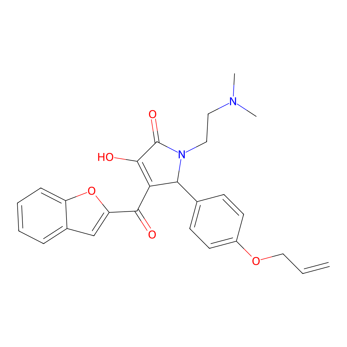 5-[4-(allyloxy)phenyl]-4-(1-benzofuran-2-ylcarbonyl)-1-[2-(dimethylamino)ethyl]-3-hydroxy-1,5-dihydro-2H-pyrrol-2-one molecular structure, CAS 618365-22-3