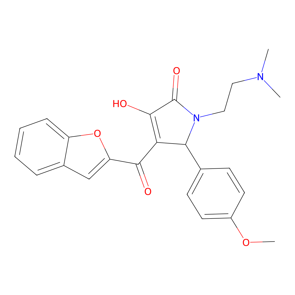 4-(1-benzofuran-2-ylcarbonyl)-1-[2-(dimethylamino)ethyl]-3-hydroxy-5-(4-methoxyphenyl)-1,5-dihydro-2H-pyrrol-2-one molecular structure, CAS 618365-30-3