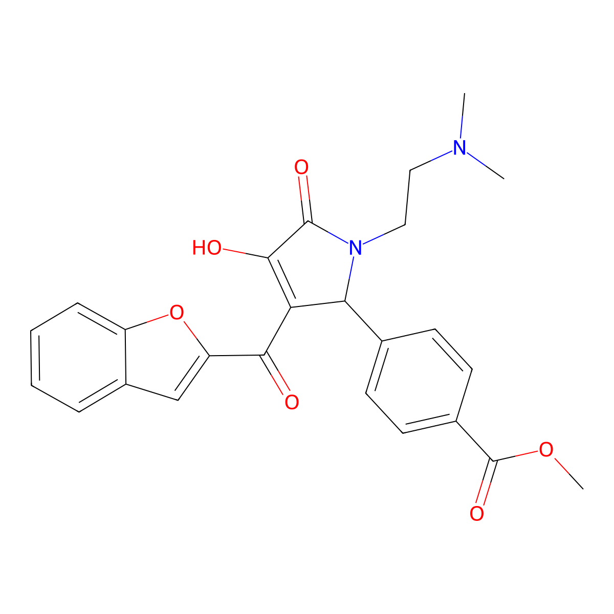 methyl 4-{3-(1-benzofuran-2-ylcarbonyl)-1-[2-(dimethylamino)ethyl]-4-hydroxy-5-oxo-2,5-dihydro-1H-pyrrol-2-yl}benzoate molecular structure, CAS 618365-33-6