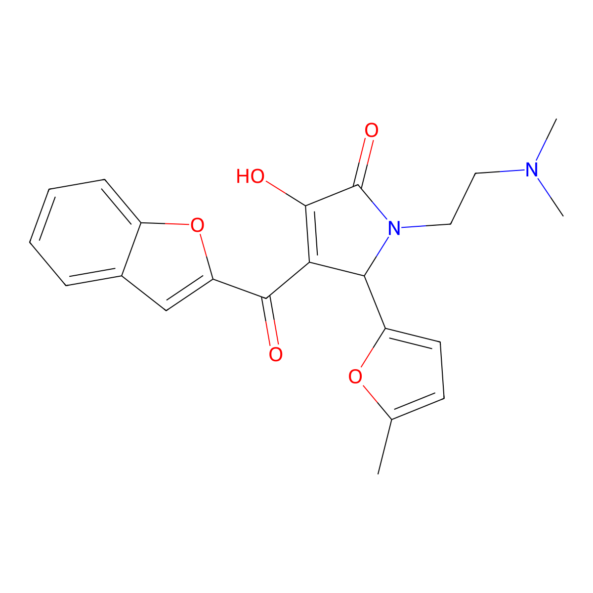 4-(benzofuran-2-carbonyl)-1-(2-(dimethylamino)ethyl)-3-hydroxy-5-(5-methylfuran-2-yl)-1H-pyrrol-2(5H)-one molecular structure, CAS 618365-37-0