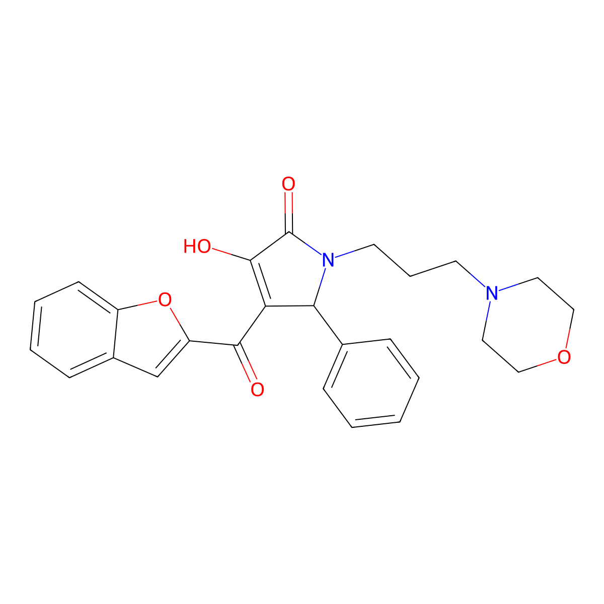 4-(1-benzofuran-2-ylcarbonyl)-3-hydroxy-1-[3-(morpholin-4-yl)propyl]-5-phenyl-1,5-dihydro-2H-pyrrol-2-one molecular structure, CAS 618365-38-1