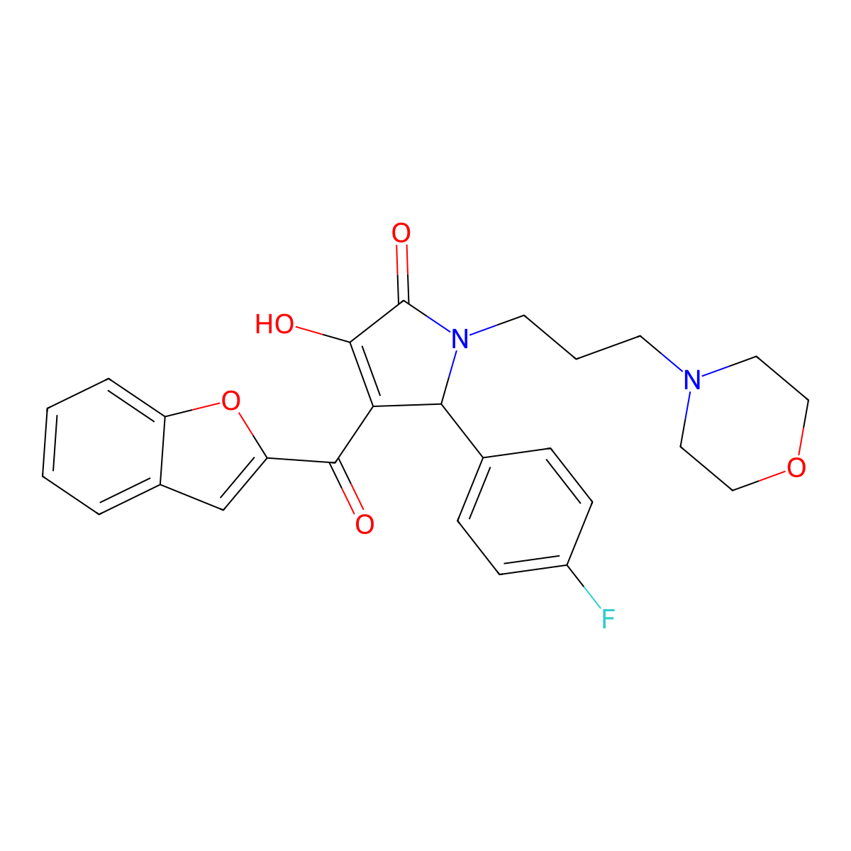 4-(1-benzofuran-2-ylcarbonyl)-5-(4-fluorophenyl)-3-hydroxy-1-[3-(morpholin-4-yl)propyl]-1,5-dihydro-2H-pyrrol-2-one molecular structure, CAS 618365-44-9