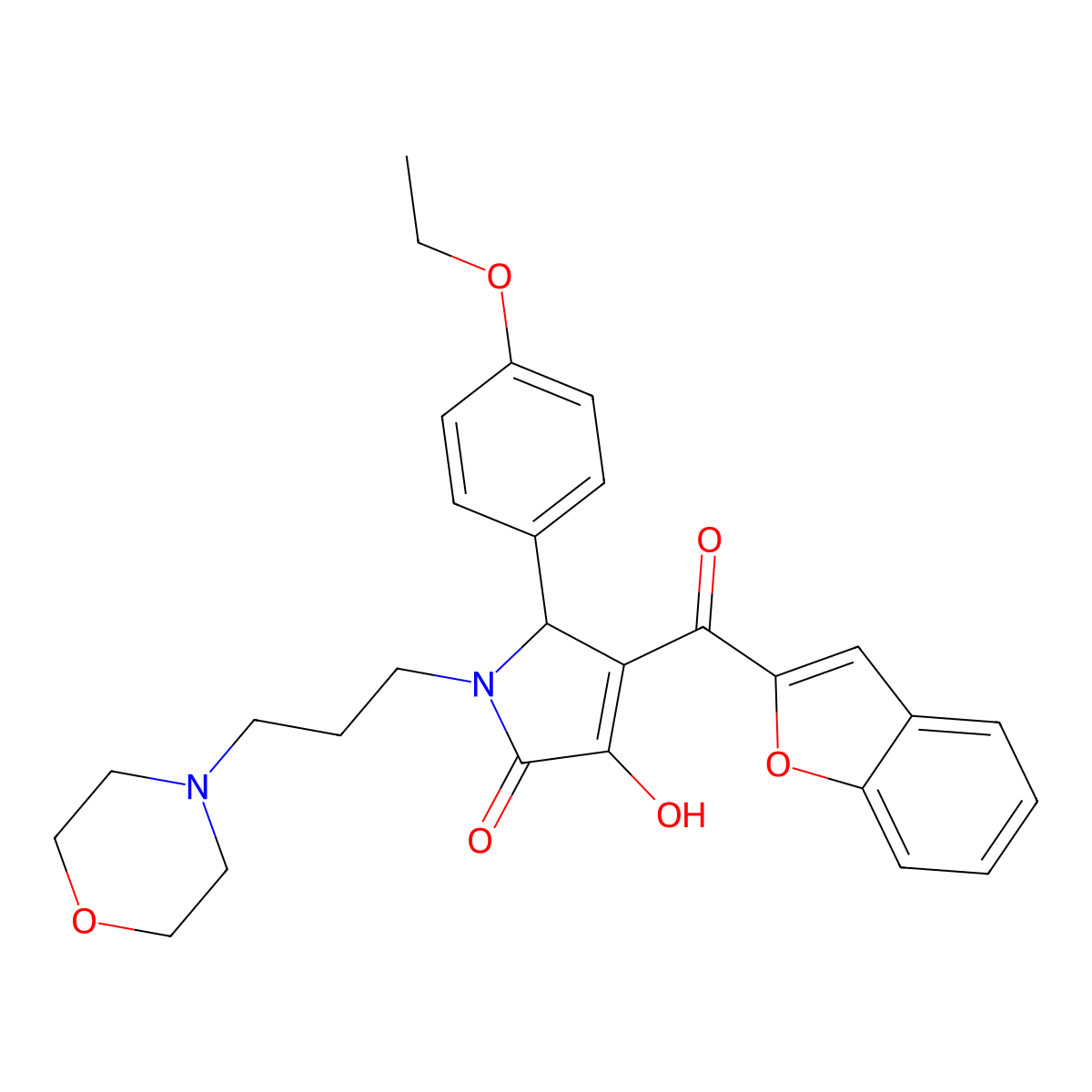 4-(Benzo[d]furan-2-ylcarbonyl)-5-(4-ethoxyphenyl)-3-hydroxy-1-(3-morpholin-4-y lpropyl)-3-pyrrolin-2-one molecular structure, CAS 618365-50-7