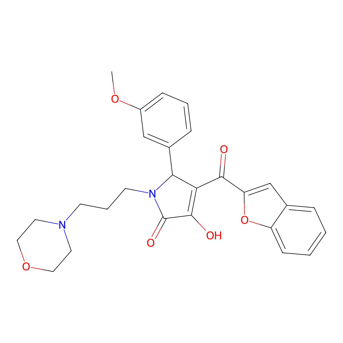 4-(1-benzofuran-2-carbonyl)-3-hydroxy-5-(3-methoxyphenyl)-1-[3-(morpholin-4-yl)propyl]-2,5-dihydro-1H-pyrrol-2-one molecular structure, CAS 618365-61-0