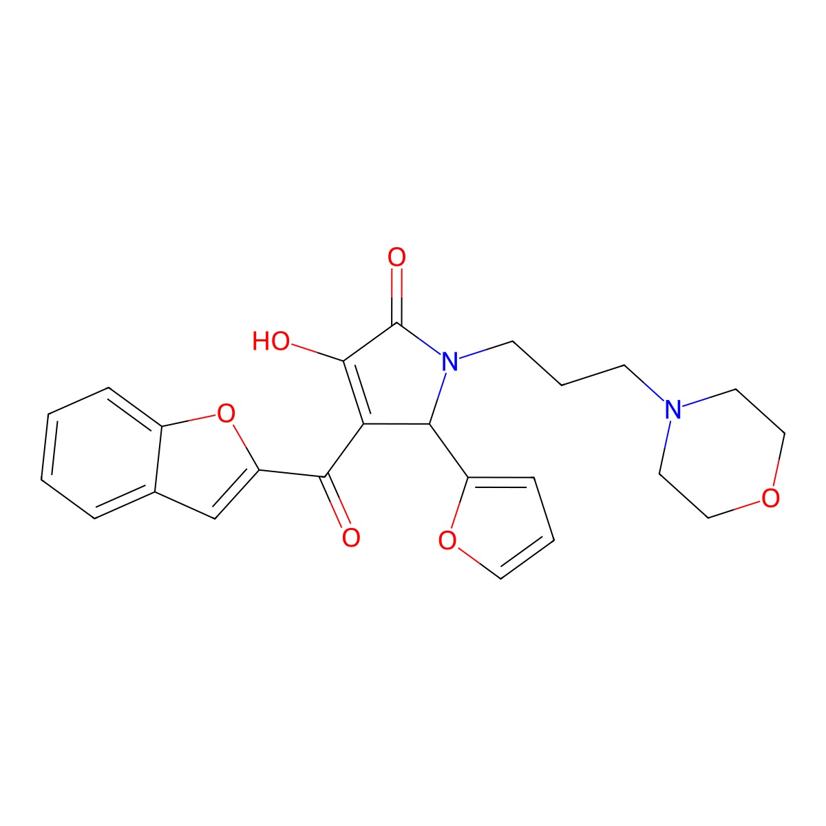 4-(benzofuran-2-carbonyl)-5-(furan-2-yl)-3-hydroxy-1-(3-morpholinopropyl)-1H-pyrrol-2(5H)-one molecular structure, CAS 618365-62-1