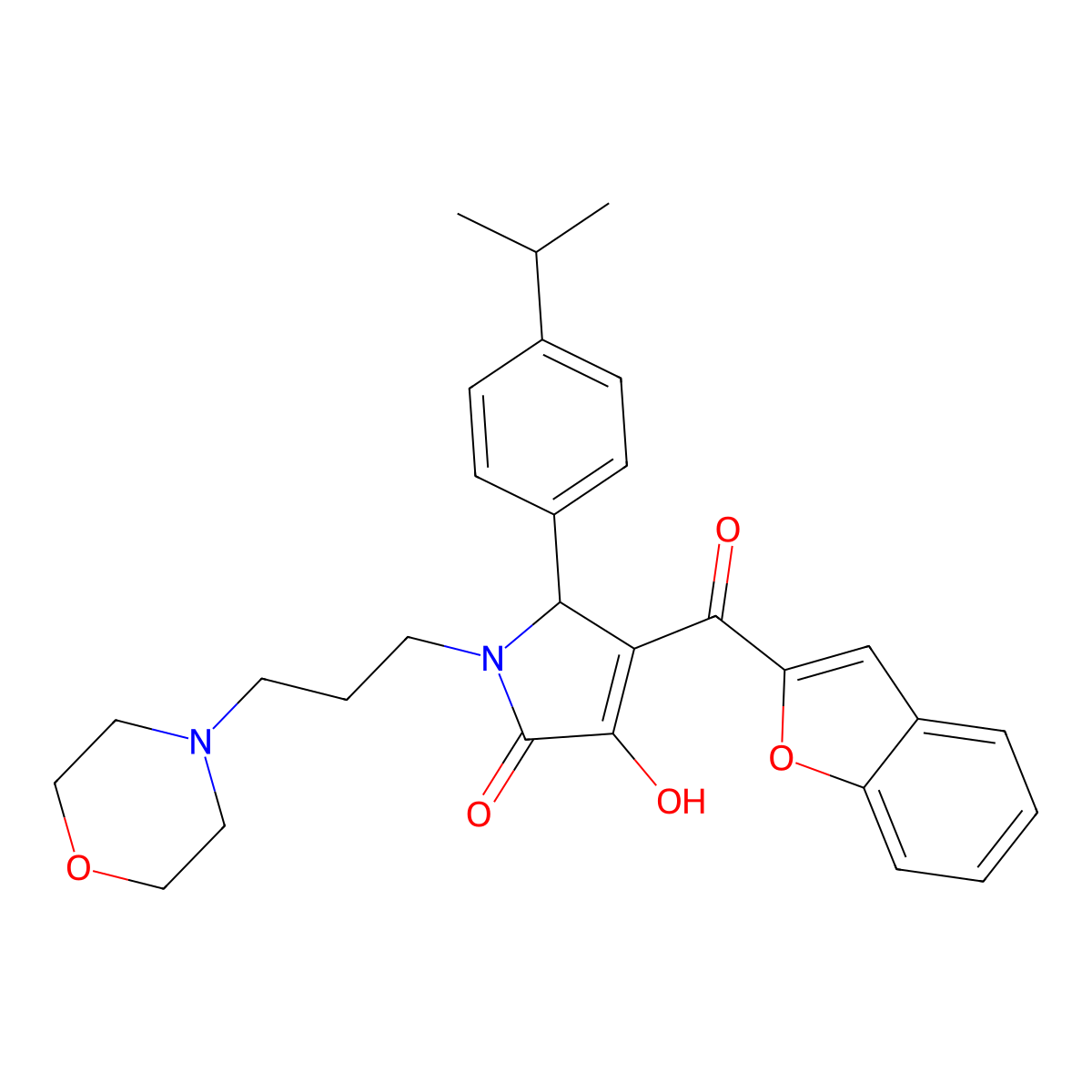 4-(Benzo[d]furan-2-ylcarbonyl)-3-hydroxy-5-[4-(methylethyl)phenyl]-1-(3-morpho lin-4-ylpropyl)-3-pyrrolin-2-one molecular structure, CAS 618365-72-3