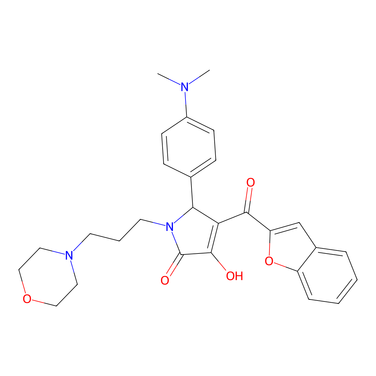 4-(benzofuran-2-carbonyl)-5-(4-(dimethylamino)phenyl)-3-hydroxy-1-(3-morpholinopropyl)-1H-pyrrol-2(5H)-one molecular structure, CAS 618365-74-5