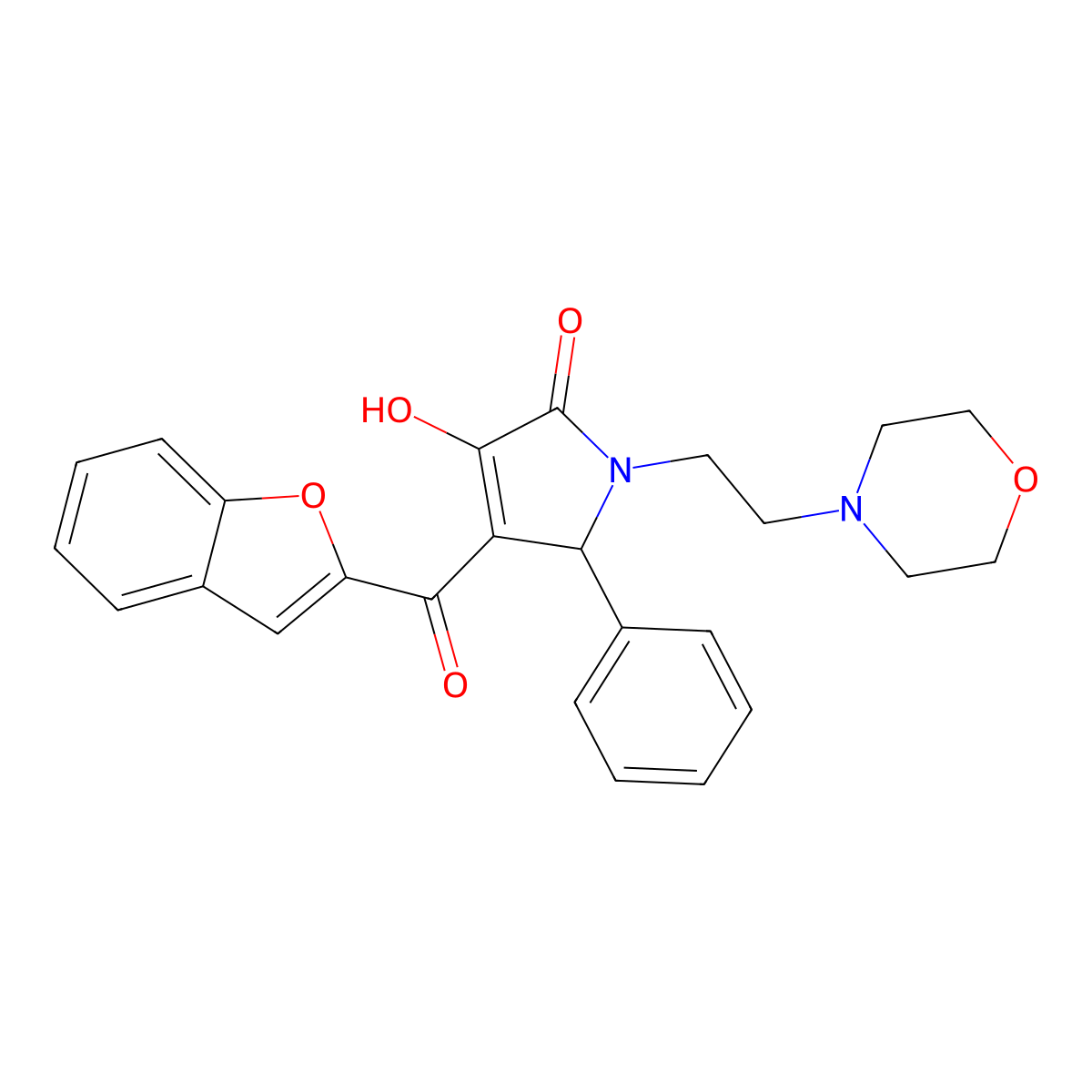 4-(benzofuran-2-carbonyl)-3-hydroxy-1-(2-morpholinoethyl)-5-phenyl-1H-pyrrol-2(5H)-one molecular structure, CAS 618365-81-4