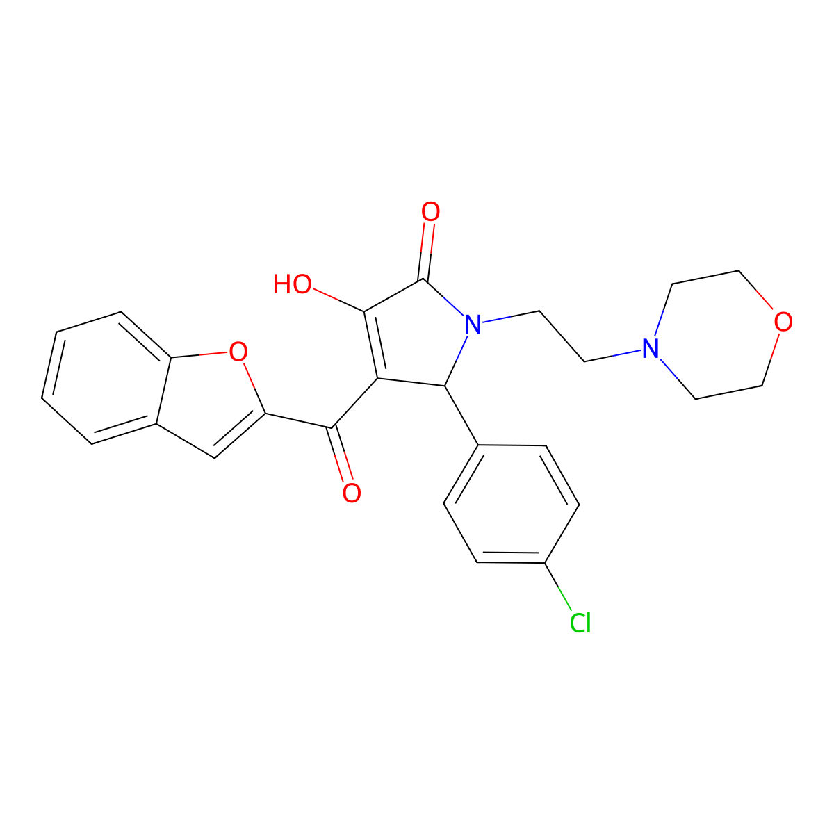 4-(benzofuran-2-carbonyl)-5-(4-chlorophenyl)-3-hydroxy-1-(2-morpholinoethyl)-1H-pyrrol-2(5H)-one molecular structure, CAS 618365-82-5