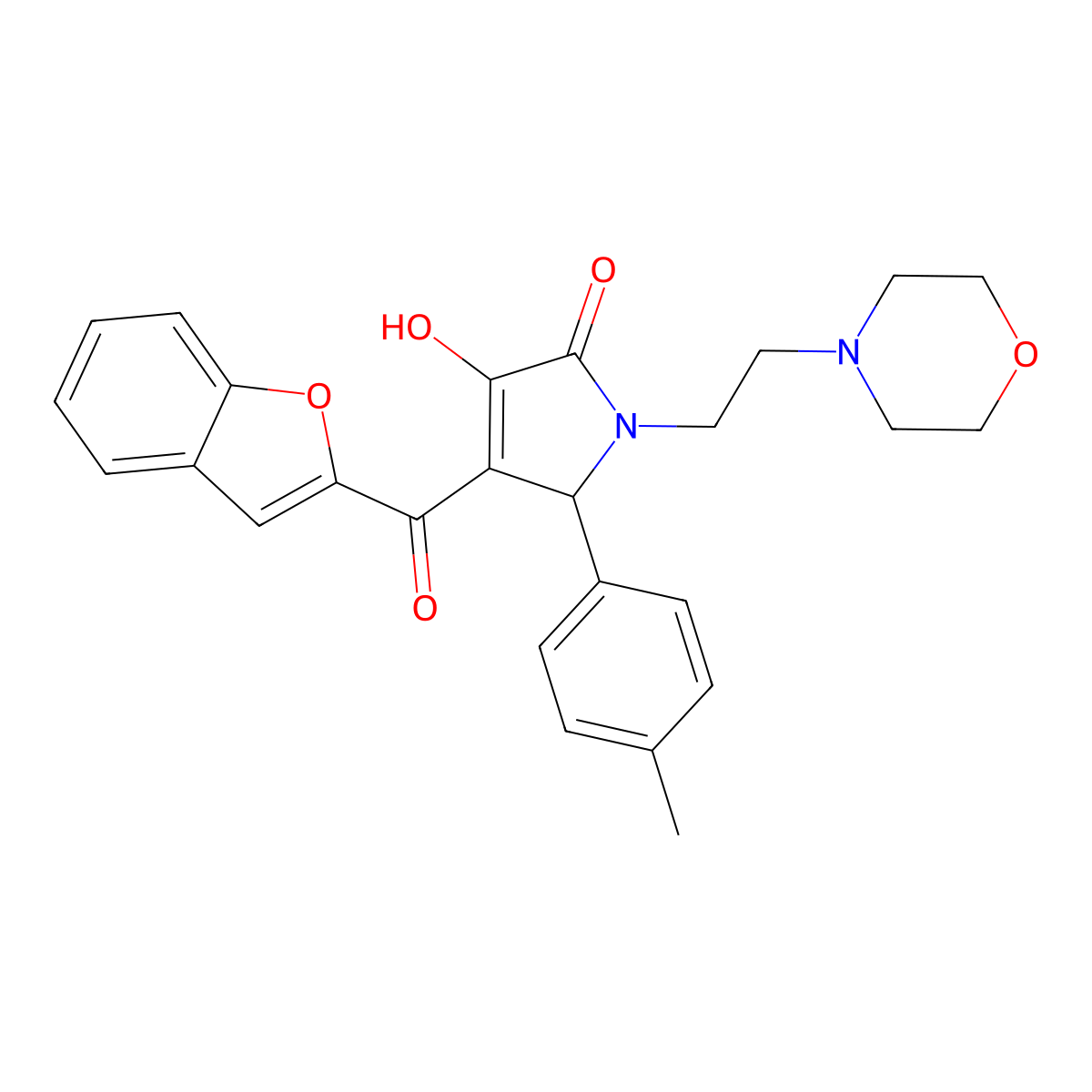 4-(benzofuran-2-carbonyl)-3-hydroxy-1-(2-morpholinoethyl)-5-(p-tolyl)-1H-pyrrol-2(5H)-one molecular structure, CAS 618365-83-6