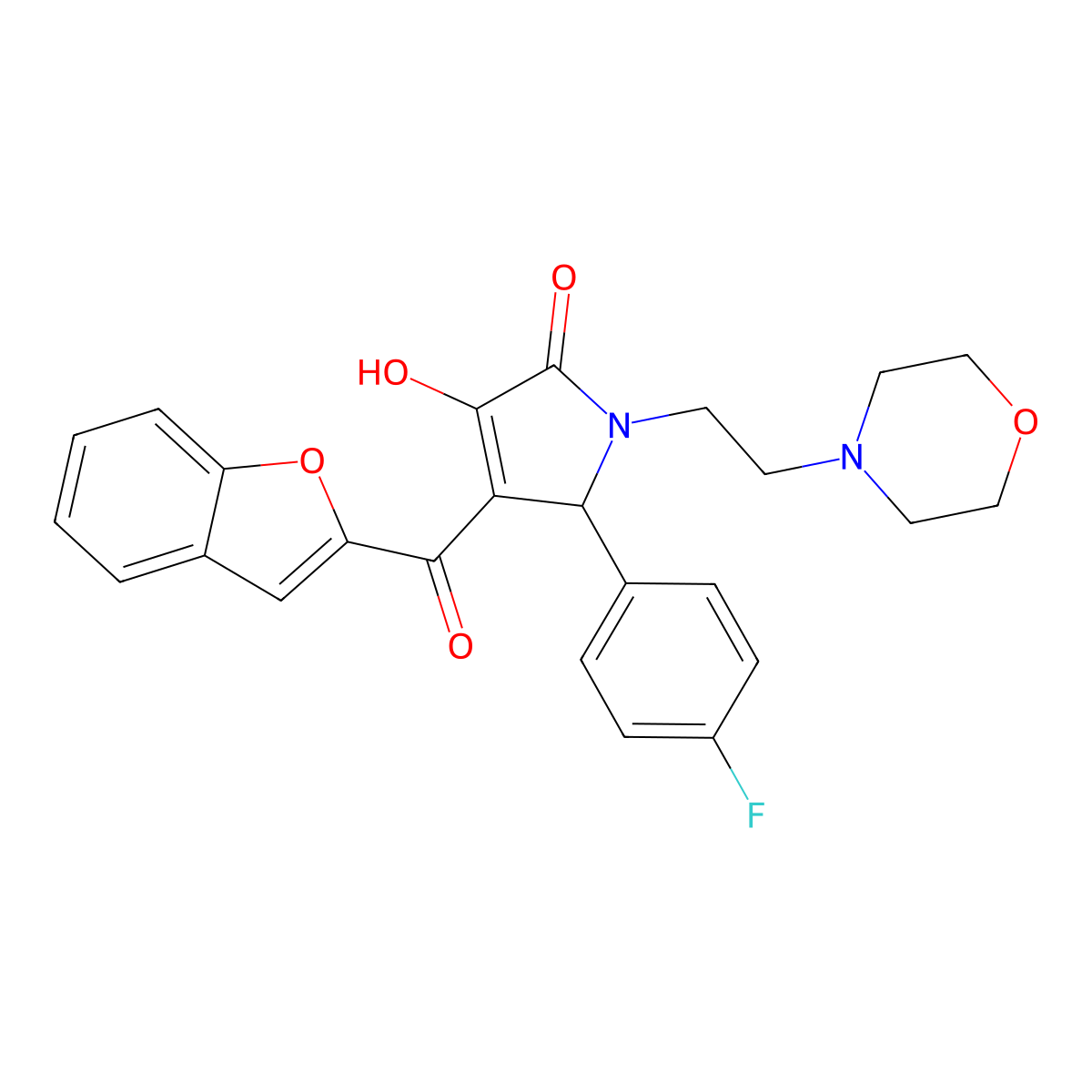 4-(Benzo[d]furan-2-ylcarbonyl)-5-(4-fluorophenyl)-3-hydroxy-1-(2-morpholin-4-y lethyl)-3-pyrrolin-2-one molecular structure, CAS 618365-87-0