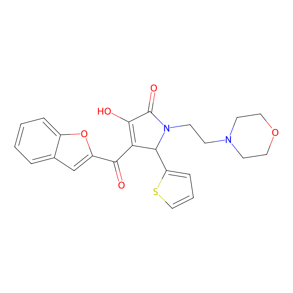 4-(benzofuran-2-carbonyl)-3-hydroxy-1-(2-morpholinoethyl)-5-(thiophen-2-yl)-1H-pyrrol-2(5H)-one molecular structure, CAS 618365-90-5