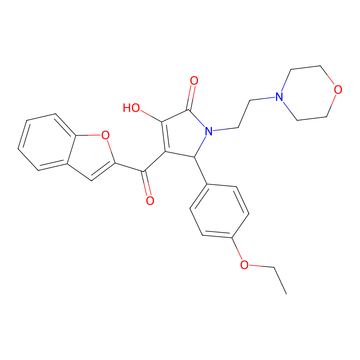 4-(1-benzofuran-2-ylcarbonyl)-5-(4-ethoxyphenyl)-3-hydroxy-1-[2-(morpholin-4-yl)ethyl]-1,5-dihydro-2H-pyrrol-2-one molecular structure, CAS 618365-93-8
