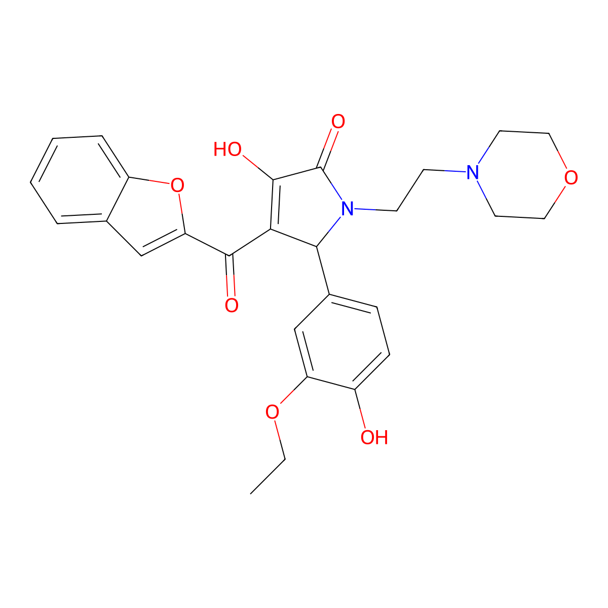 3-(1-benzofuran-2-carbonyl)-2-(3-ethoxy-4-hydroxyphenyl)-4-hydroxy-1-(2-morpholin-4-ylethyl)-2H-pyrrol-5-one molecular structure, CAS 618365-99-4