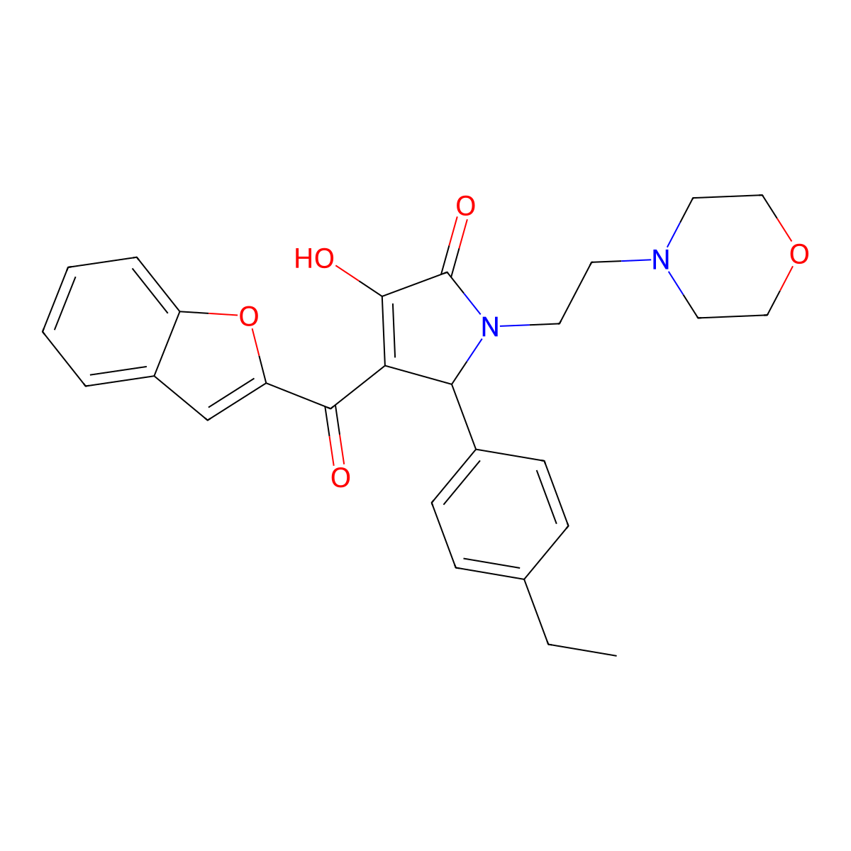 4-(1-benzofuran-2-carbonyl)-5-(4-ethylphenyl)-3-hydroxy-1-[2-(morpholin-4-yl)ethyl]-2,5-dihydro-1H-pyrrol-2-one molecular structure, CAS 618366-00-0