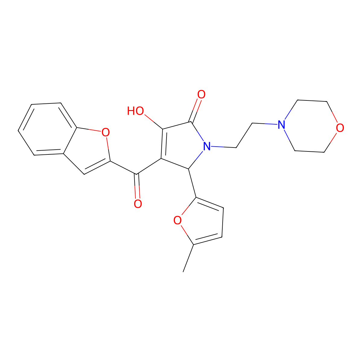 4-(benzofuran-2-carbonyl)-3-hydroxy-5-(5-methylfuran-2-yl)-1-(2-morpholinoethyl)-1H-pyrrol-2(5H)-one molecular structure, CAS 618366-23-7
