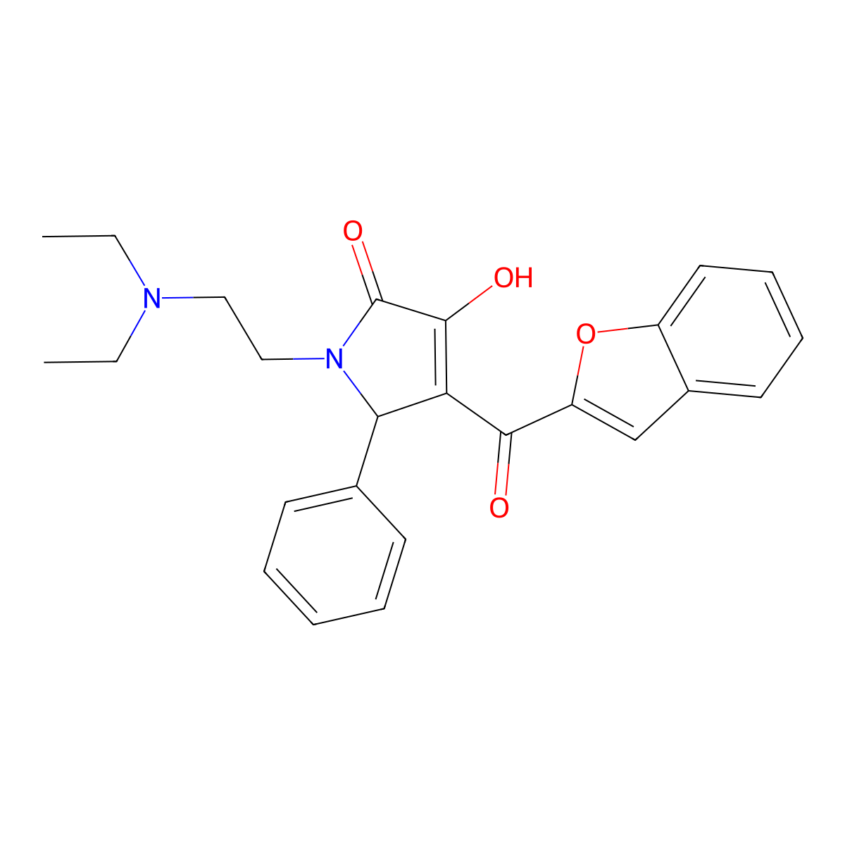 4-(benzofuran-2-carbonyl)-1-(2-(diethylamino)ethyl)-3-hydroxy-5-phenyl-1H-pyrrol-2(5H)-one molecular structure, CAS 618366-24-8