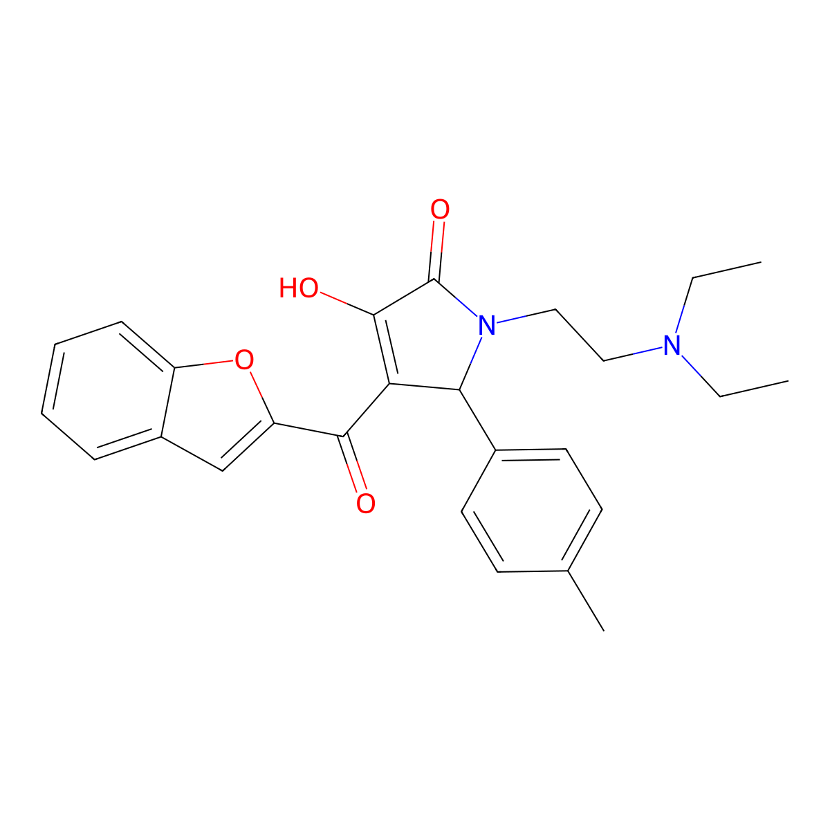 4-(benzofuran-2-carbonyl)-1-(2-(diethylamino)ethyl)-3-hydroxy-5-(p-tolyl)-1H-pyrrol-2(5H)-one molecular structure, CAS 618366-26-0