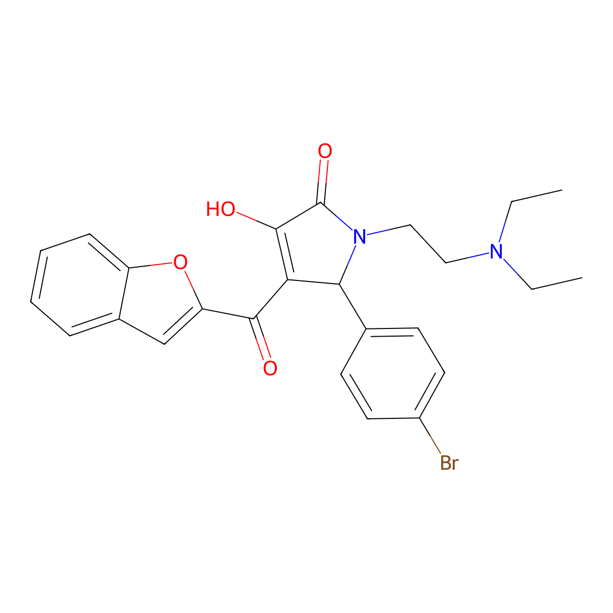 4-(Benzo[d]furan-2-ylcarbonyl)-1-[2-(diethylamino)ethyl]-5-(4-bromophenyl)-3-h ydroxy-3-pyrrolin-2-one molecular structure, CAS 618366-32-8