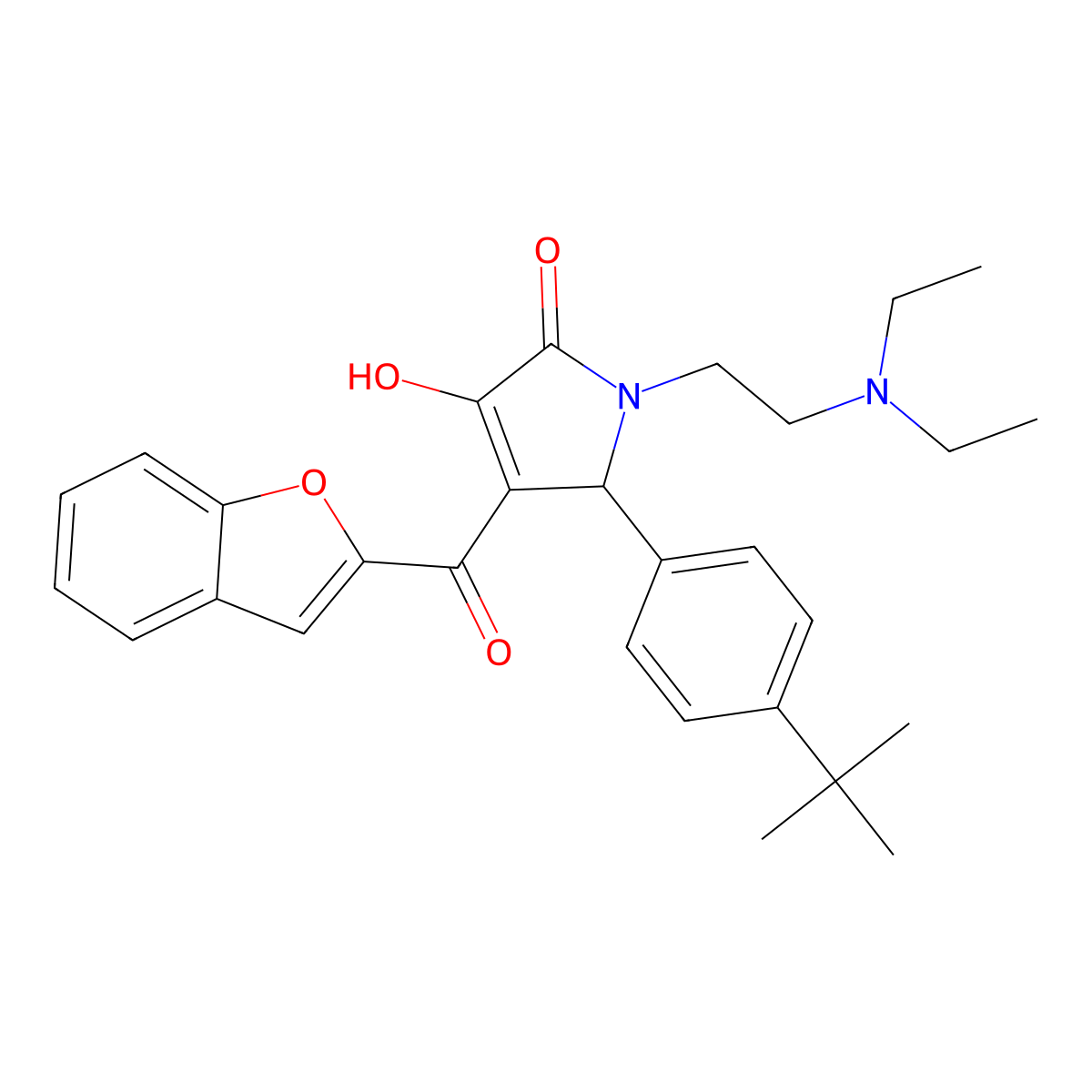 4-(Benzo[d]furan-2-ylcarbonyl)-1-[2-(diethylamino)ethyl]-5-[4-(tert-butyl)phen yl]-3-hydroxy-3-pyrrolin-2-one molecular structure, CAS 618366-38-4