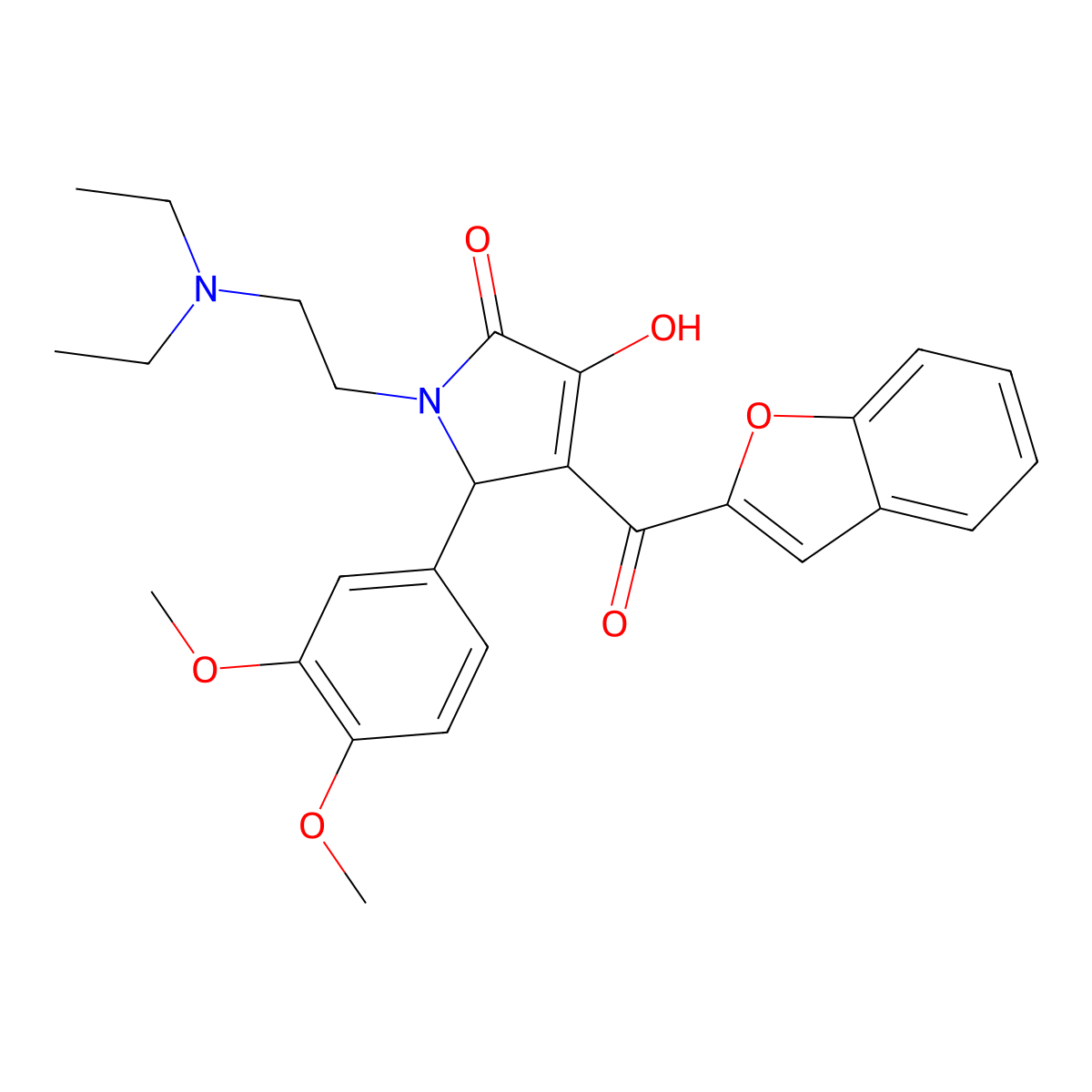4-(1-benzofuran-2-ylcarbonyl)-1-[2-(diethylamino)ethyl]-5-(3,4-dimethoxyphenyl)-3-hydroxy-1,5-dihydro-2H-pyrrol-2-one molecular structure, CAS 618366-39-5