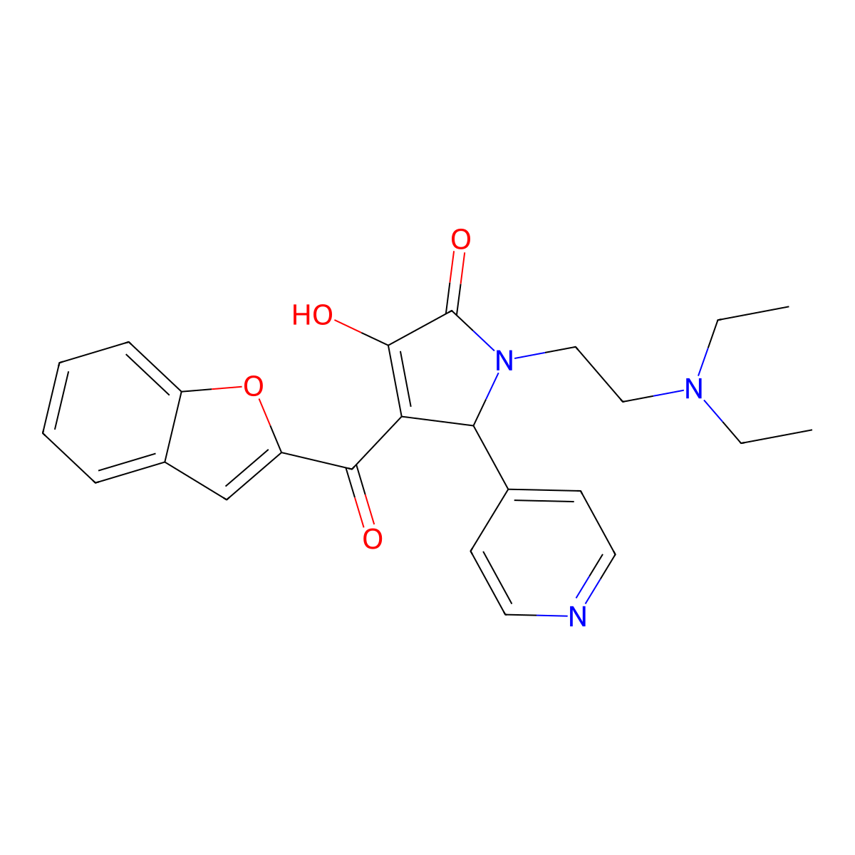 4-(benzofuran-2-carbonyl)-1-(2-(diethylamino)ethyl)-3-hydroxy-5-(pyridin-4-yl)-1H-pyrrol-2(5H)-one molecular structure, CAS 618366-45-3