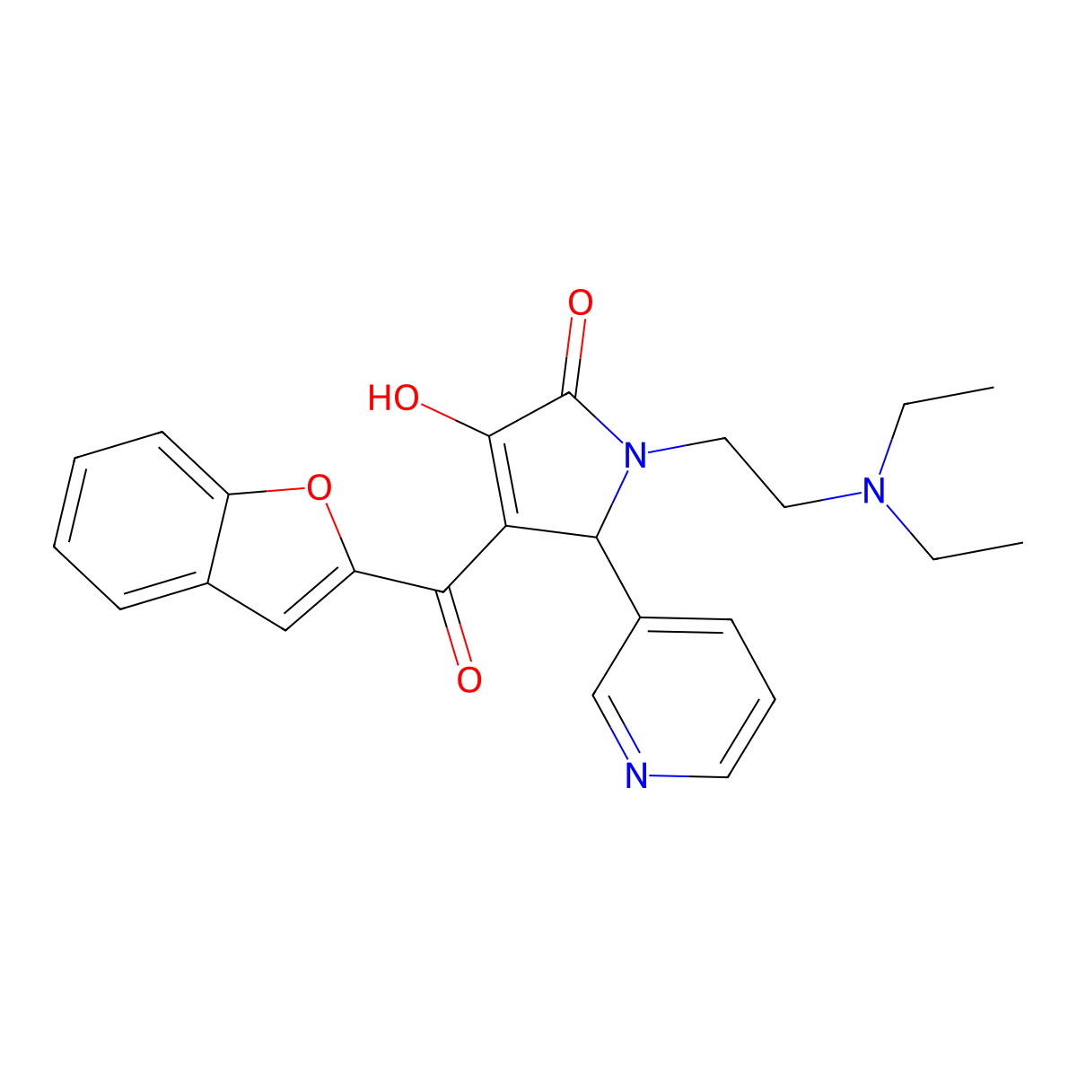 4-(benzofuran-2-carbonyl)-1-(2-(diethylamino)ethyl)-3-hydroxy-5-(pyridin-3-yl)-1H-pyrrol-2(5H)-one molecular structure, CAS 618366-46-4