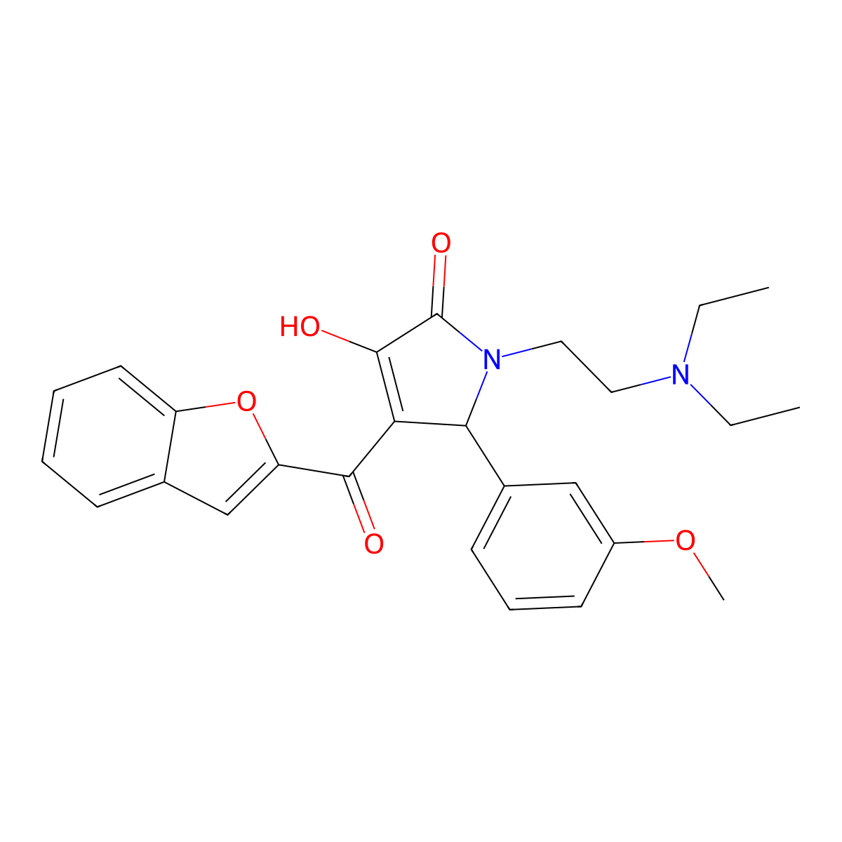 4-(1-benzofuran-2-ylcarbonyl)-1-[2-(diethylamino)ethyl]-3-hydroxy-5-(3-methoxyphenyl)-1,5-dihydro-2H-pyrrol-2-one molecular structure, CAS 618366-47-5