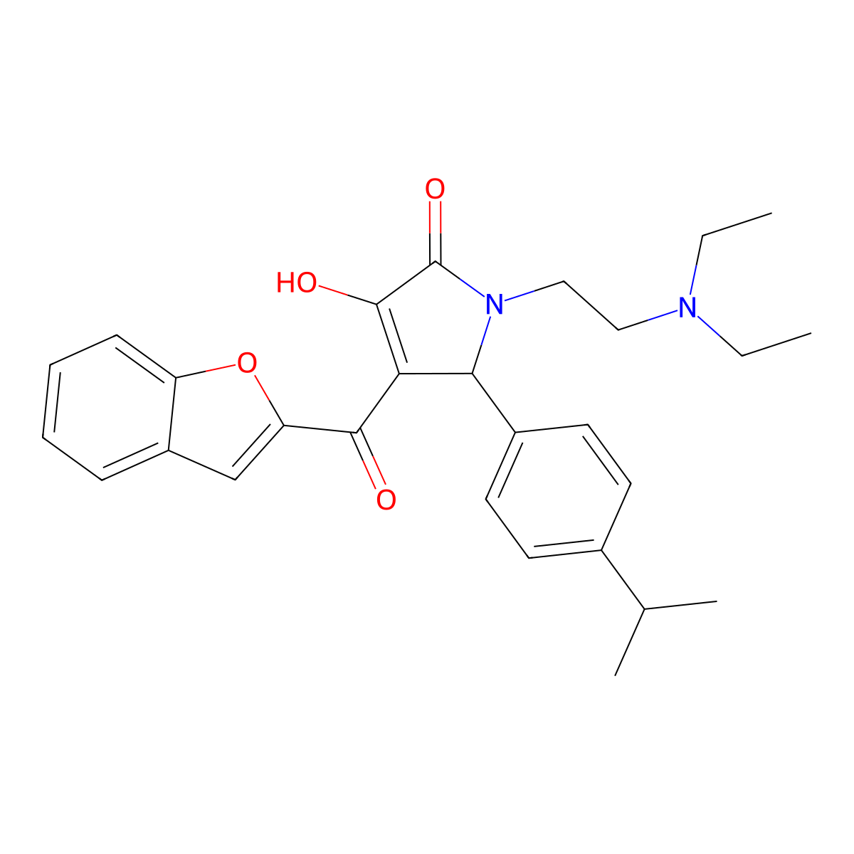 4-(1-benzofuran-2-ylcarbonyl)-1-[2-(diethylamino)ethyl]-3-hydroxy-5-(4-isopropylphenyl)-1,5-dihydro-2H-pyrrol-2-one molecular structure, CAS 618366-58-8