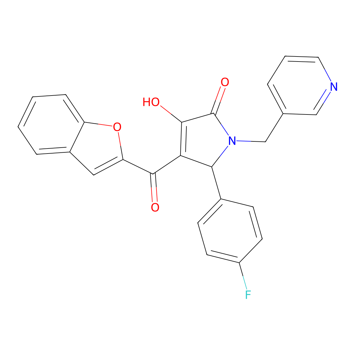 4-(1-benzofuran-2-ylcarbonyl)-5-(4-fluorophenyl)-3-hydroxy-1-(pyridin-3-ylmethyl)-1,5-dihydro-2H-pyrrol-2-one molecular structure, CAS 618368-02-8
