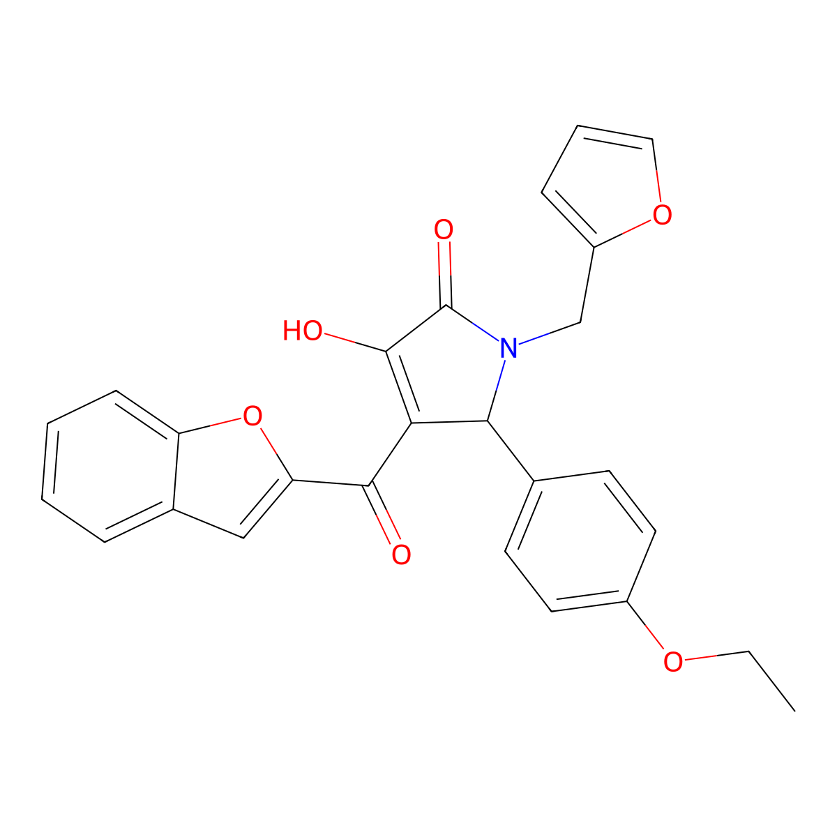 4-(benzofuran-2-carbonyl)-5-(4-ethoxyphenyl)-1-(furan-2-ylmethyl)-3-hydroxy-1H-pyrrol-2(5H)-one molecular structure, CAS 618368-52-8
