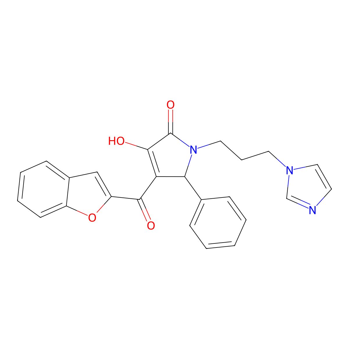 4-(1-benzofuran-2-ylcarbonyl)-3-hydroxy-1-[3-(1H-imidazol-1-yl)propyl]-5-phenyl-1,5-dihydro-2H-pyrrol-2-one molecular structure, CAS 618369-31-6