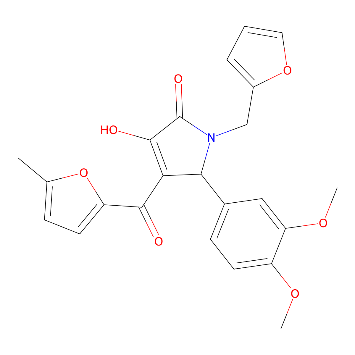 2-(3,4-dimethoxyphenyl)-1-(furan-2-ylmethyl)-4-hydroxy-3-(5-methylfuran-2-carbonyl)-2H-pyrrol-5-one molecular structure, CAS 618376-35-5