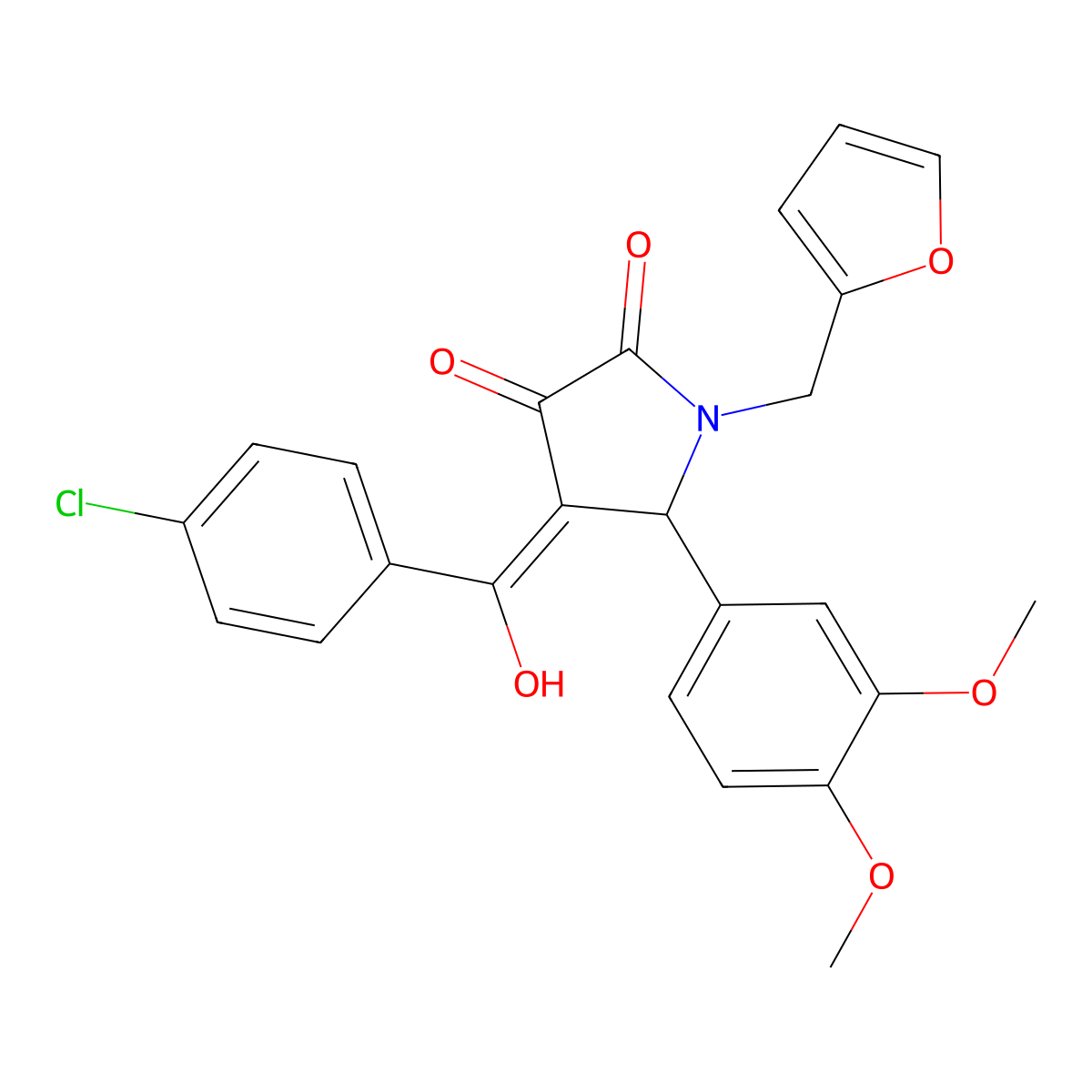 4-(4-chlorobenzoyl)-5-(3,4-dimethoxyphenyl)-1-[(furan-2-yl)methyl]-3-hydroxy-2,5-dihydro-1H-pyrrol-2-one molecular structure, CAS 618376-39-9