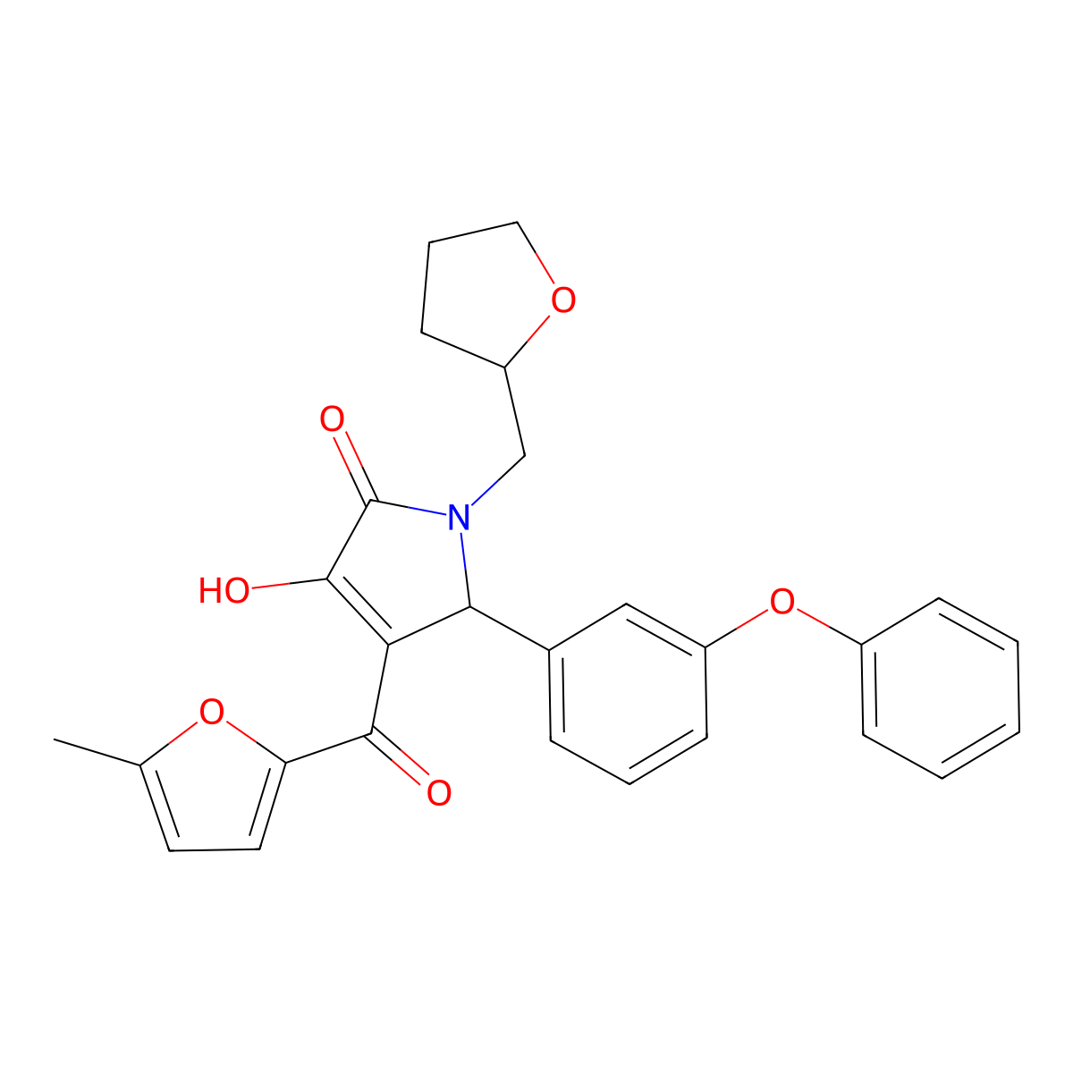 4-hydroxy-3-(5-methylfuran-2-carbonyl)-1-(oxolan-2-ylmethyl)-2-(3-phenoxyphenyl)-2H-pyrrol-5-one molecular structure, CAS 618378-81-7