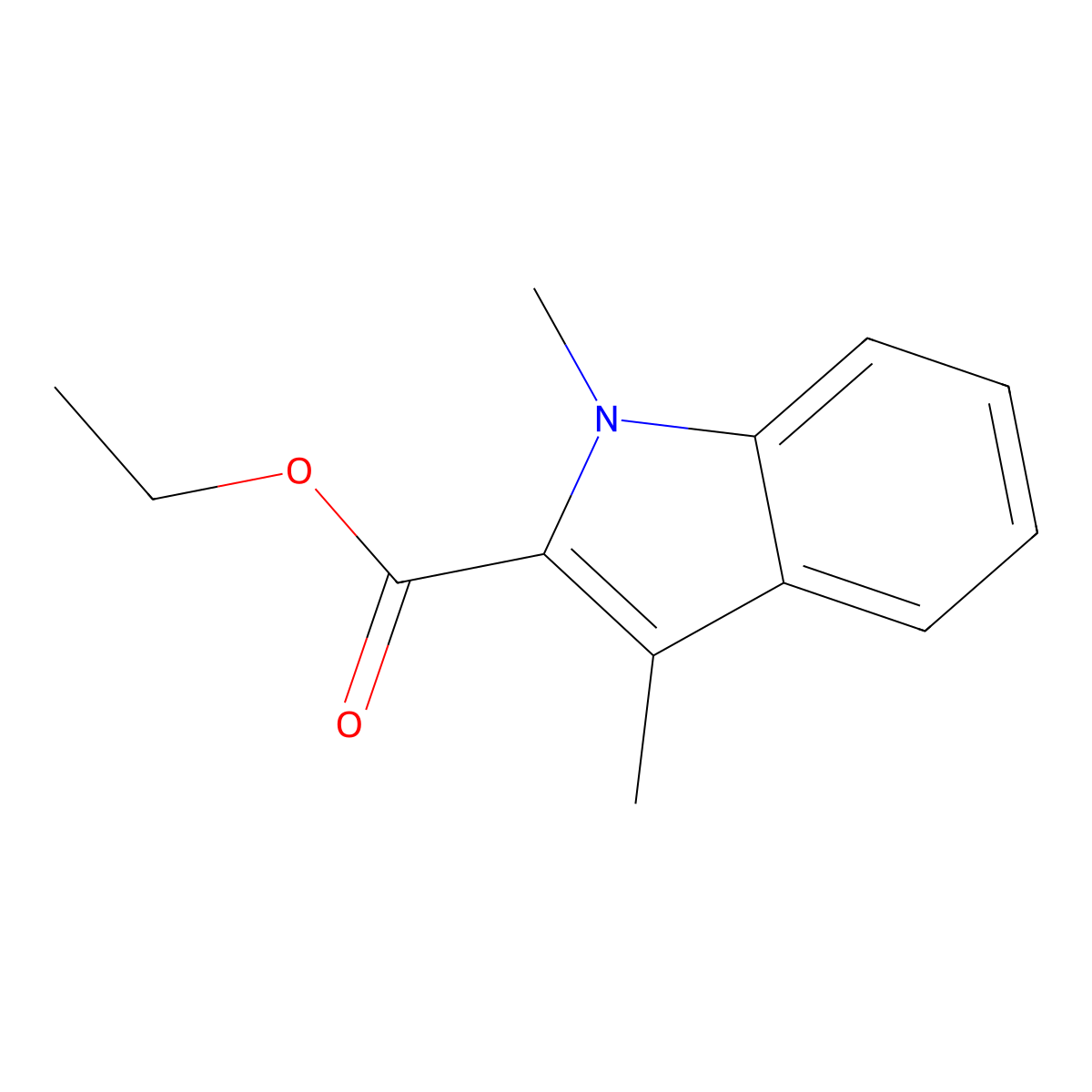 ethyl 1,3-dimethyl-1H-indole-2-carboxylate molecular structure, CAS 61838-90-2