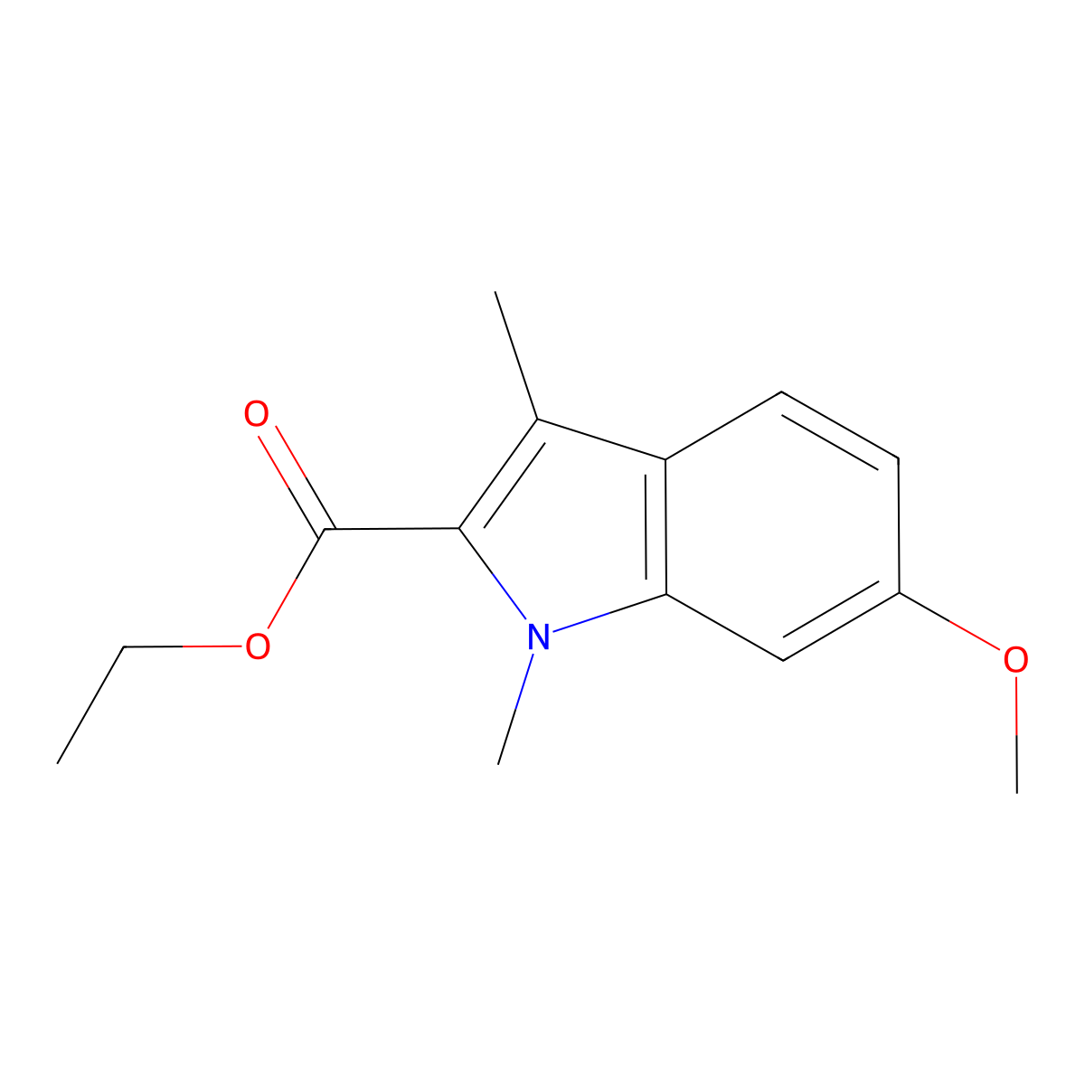 1H-Indole-2-carboxylic acid, 6-methoxy-1,3-dimethyl-, ethyl ester molecular structure, CAS 61838-93-5