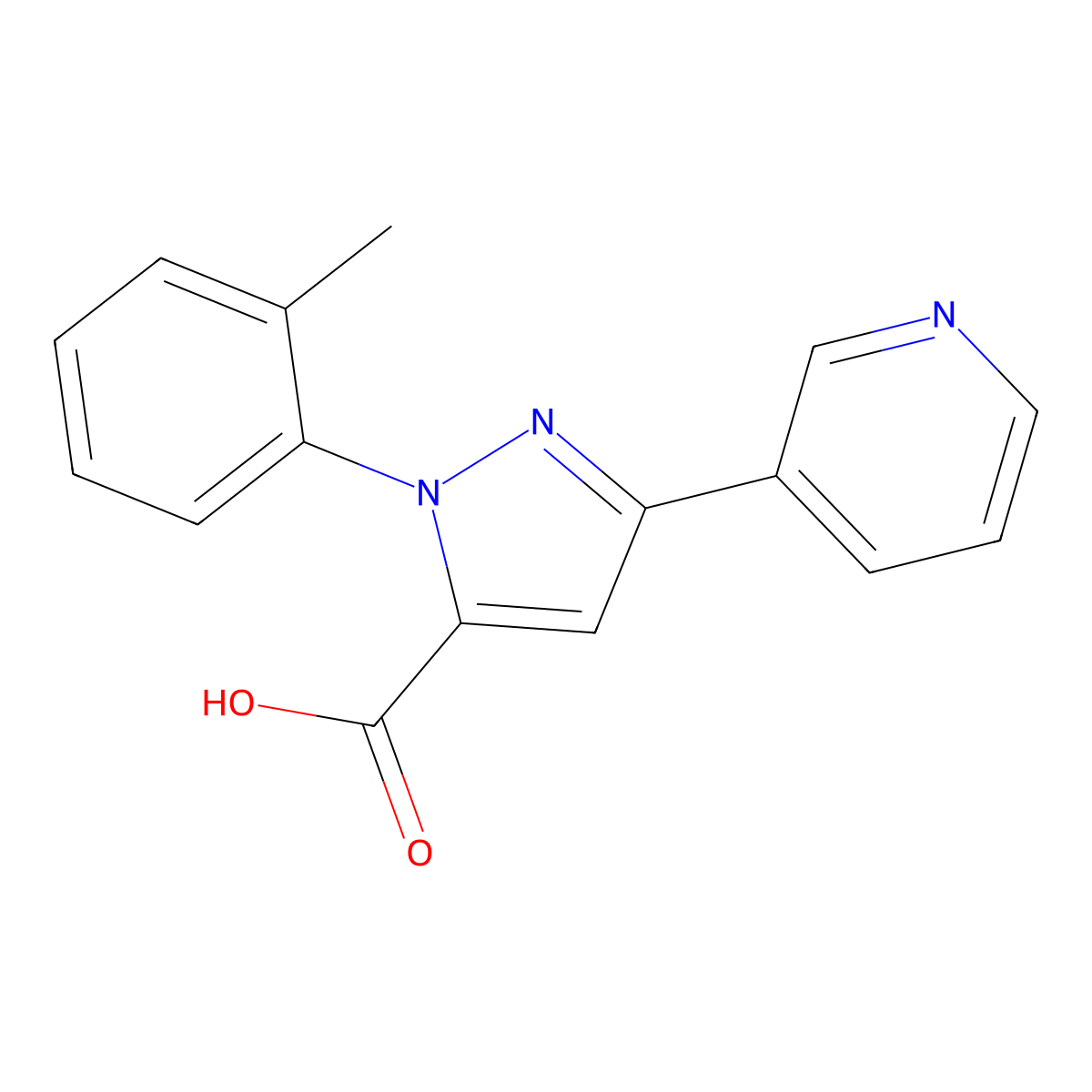 1-(2-Methylphenyl)-3-(3-pyridinyl)-1H-pyrazole-5-carboxylic acid molecular structure, CAS 618382-76-6