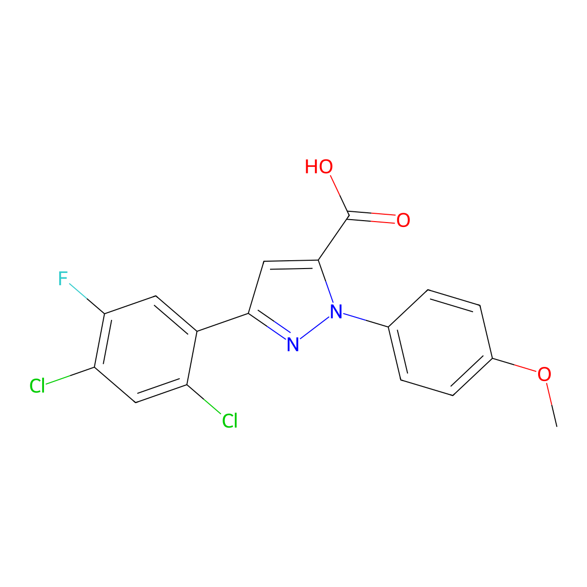 3-(2,4-Dichloro-5-fluorophenyl)-1-(4-methoxyphenyl)-1H-pyrazole-5-carboxylic acid molecular structure, CAS 618382-94-8