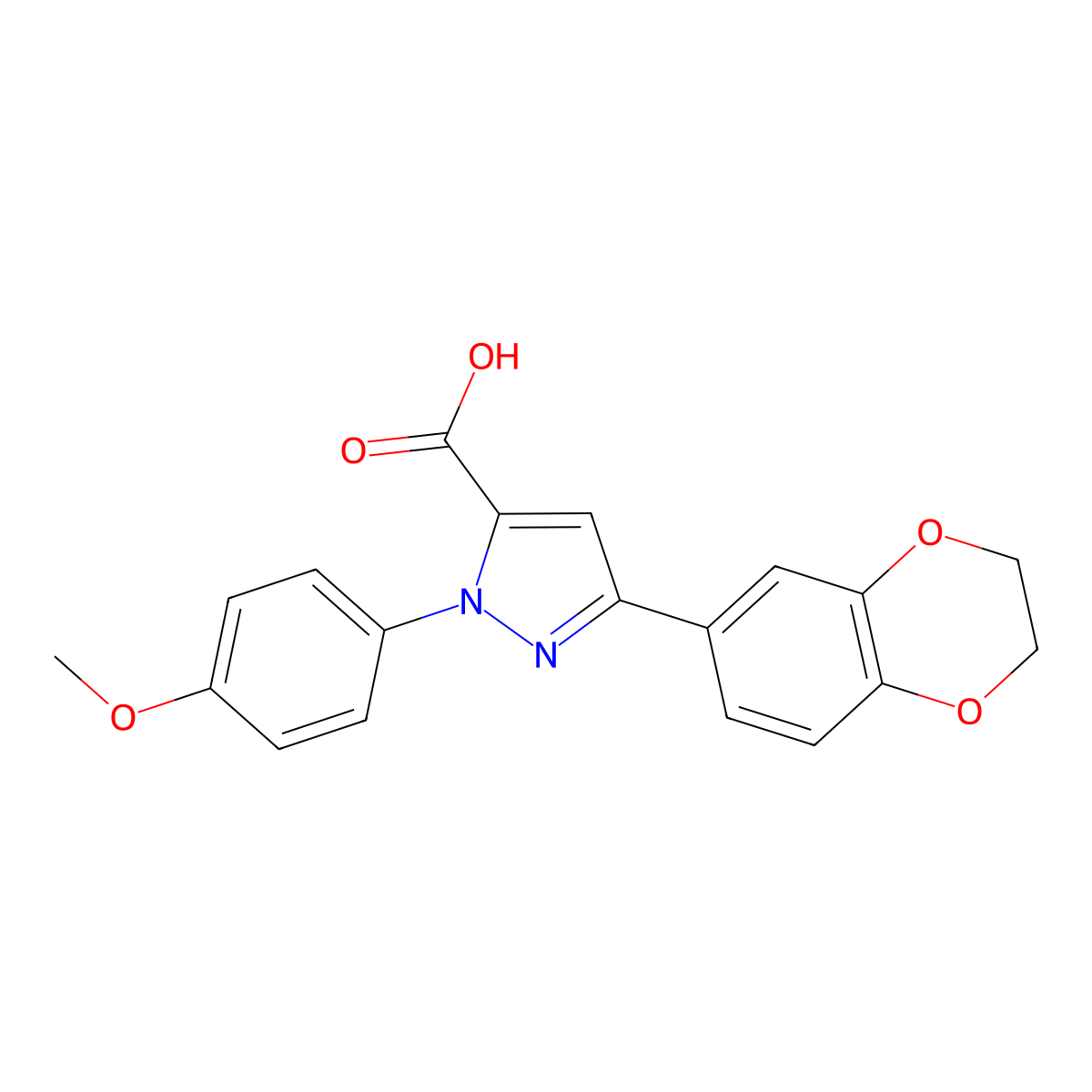 3-(2,3-Dihydrobenzo[b][1,4]dioxin-6-yl)-1-(4-methoxyphenyl)-1H-pyrazole-5-carboxylic acid molecular structure, CAS 618383-04-3