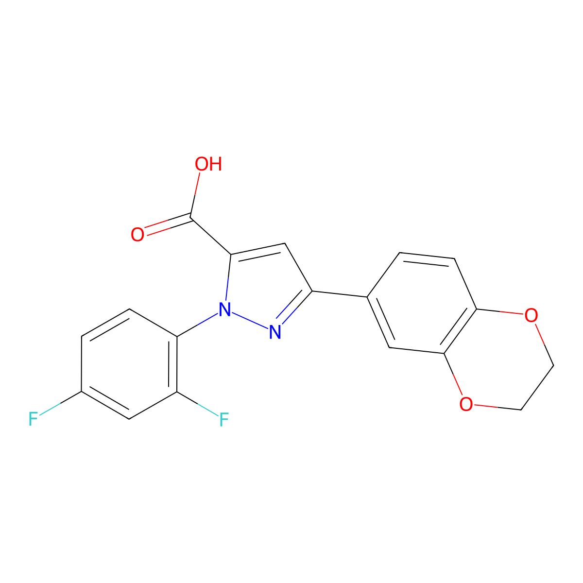 1-(2,4-Difluorophenyl)-3-(2,3-dihydrobenzo[B][1,4]dioxin-7-YL)-1H-pyrazole-5-carboxylic acid molecular structure, CAS 618383-06-5