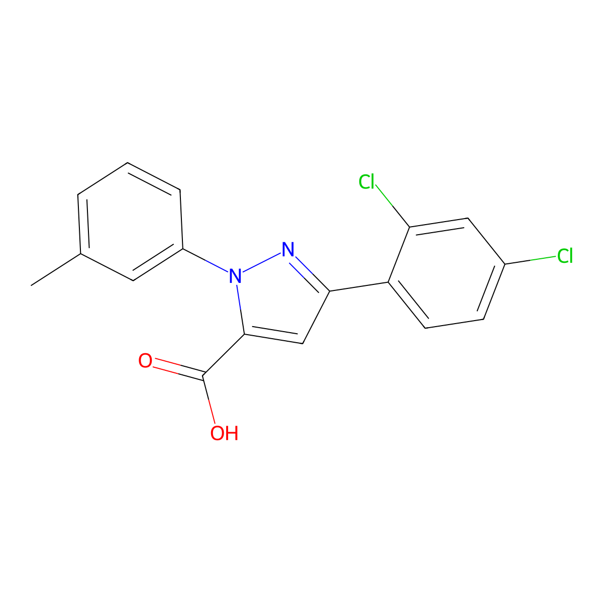 3-(2,4-Dichlorophenyl)-1-(3-methylphenyl)-1H-pyrazole-5-carboxylic acid molecular structure, CAS 618383-12-3
