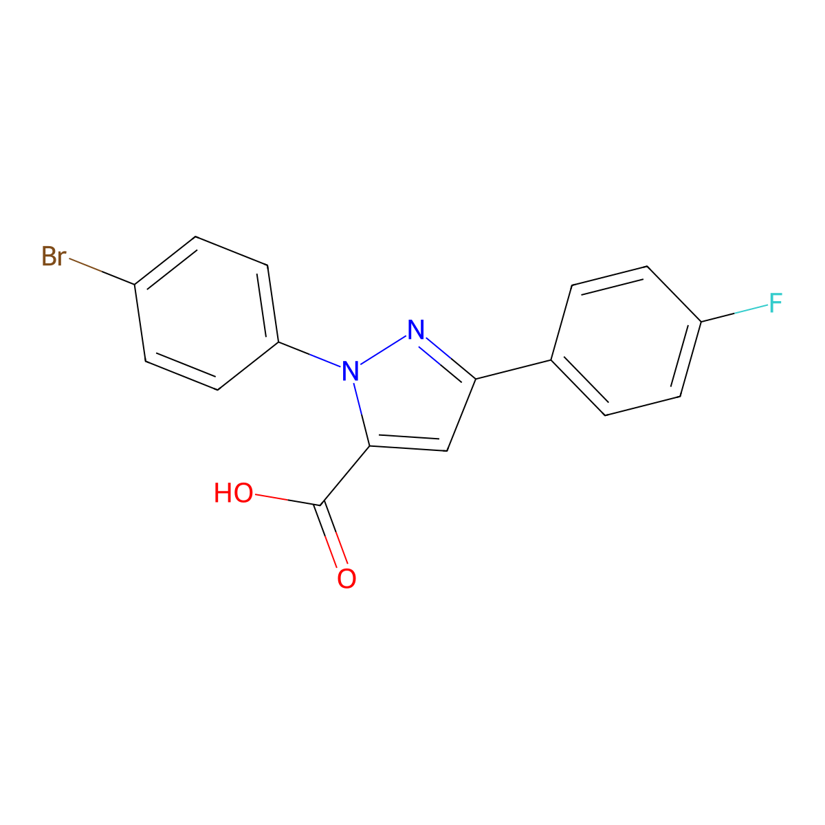 1-(4-Bromophenyl)-3-(4-fluorophenyl)-1H-pyrazole-5-carboxylic acid molecular structure, CAS 618383-15-6
