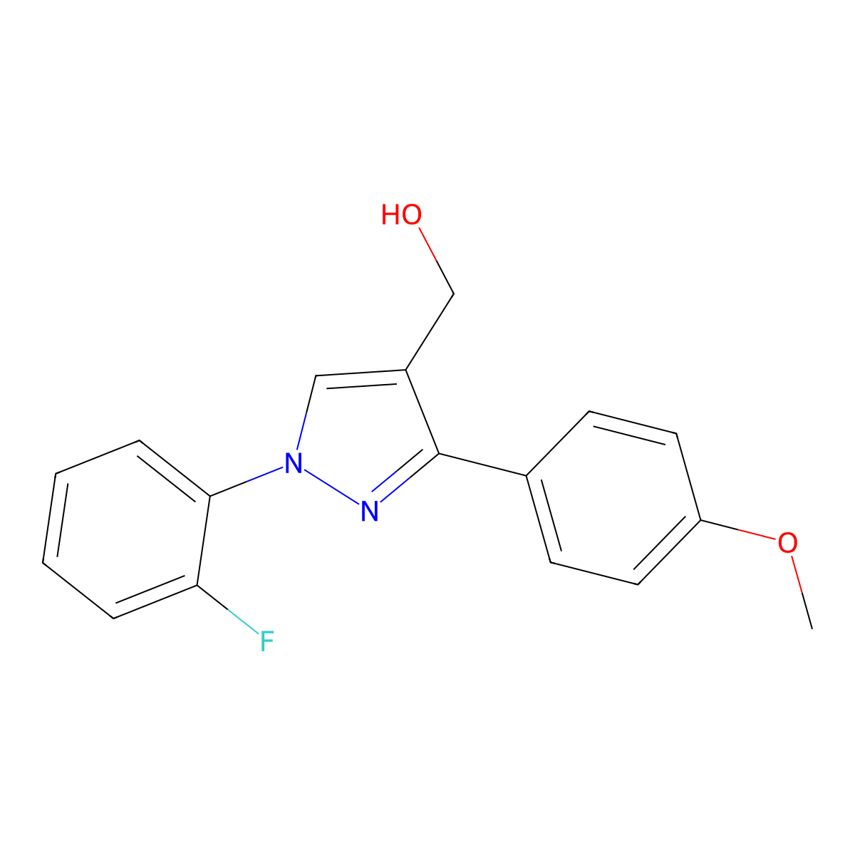 (1-(2-Fluorophenyl)-3-(4-methoxyphenyl)-1H-pyrazol-4-YL)methanol molecular structure, CAS 618383-20-3