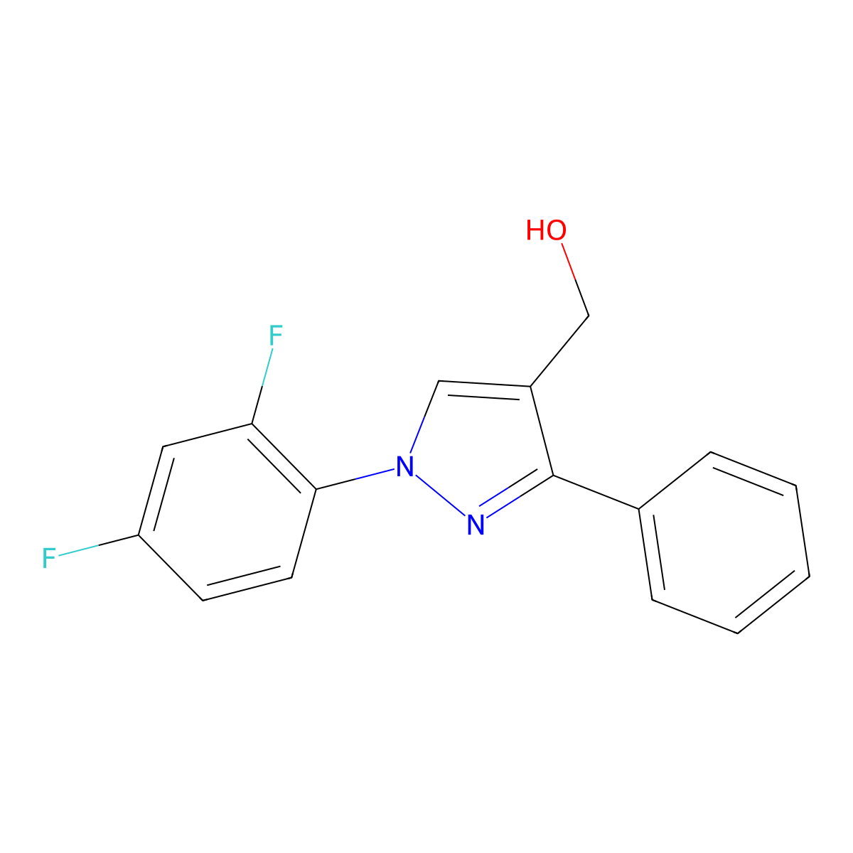(1-(2,4-Difluorophenyl)-3-phenyl-1H-pyrazol-4-YL)methanol molecular structure, CAS 618383-21-4