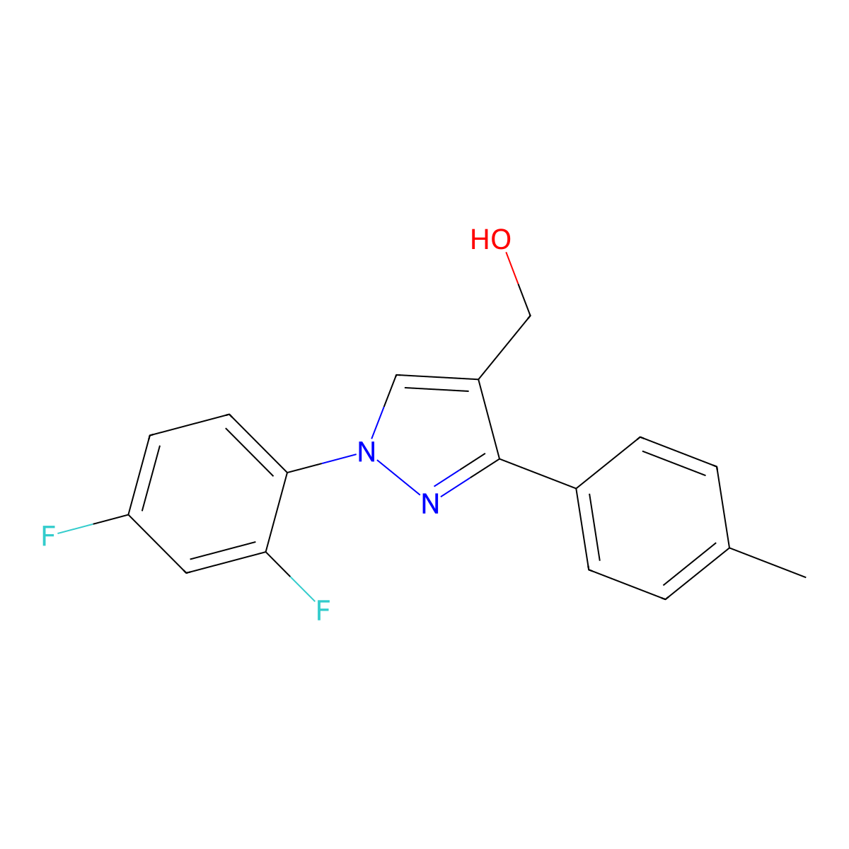 (1-(2,4-Difluorophenyl)-3-P-tolyl-1H-pyrazol-4-YL)methanol molecular structure, CAS 618383-22-5