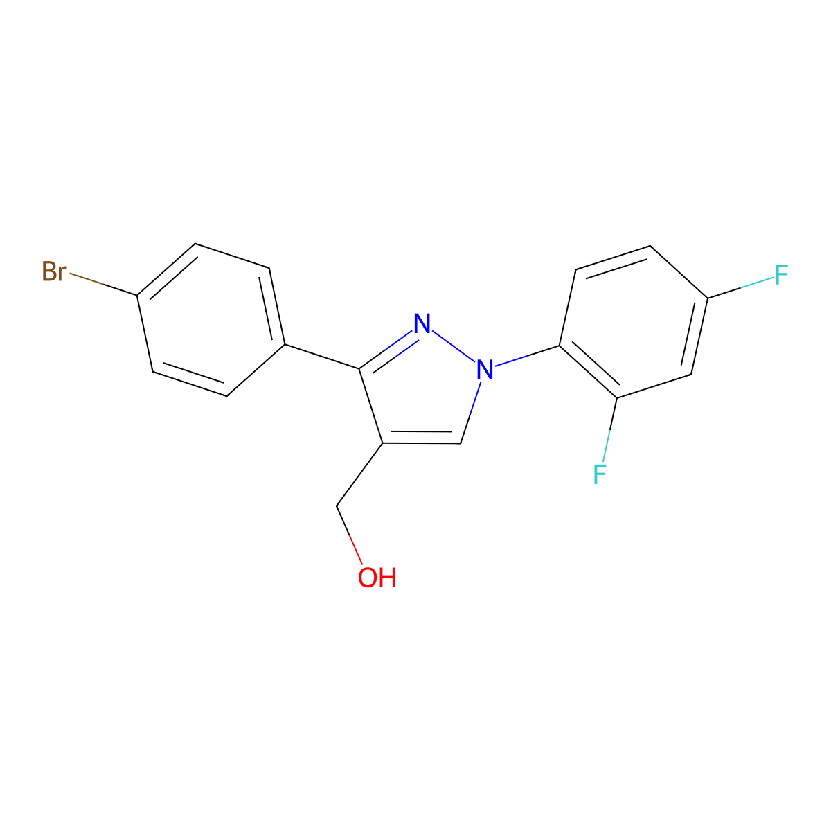 (3-(4-Bromophenyl)-1-(2,4-difluorophenyl)-1H-pyrazol-4-YL)methanol molecular structure, CAS 618383-24-7