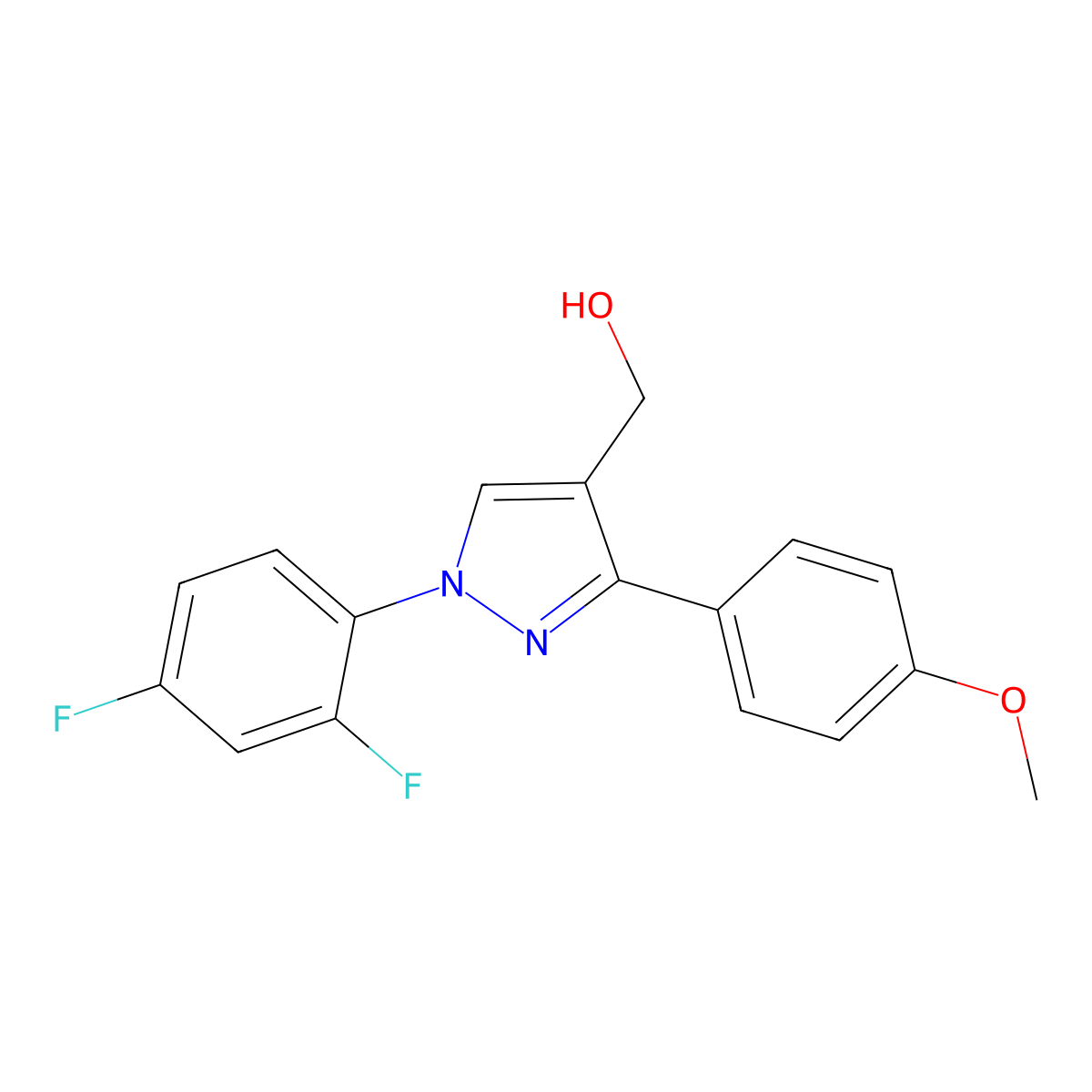 1-(2,4-Difluorophenyl)-3-(4-methoxyphenyl)-1H-pyrazole-4-methanol molecular structure, CAS 618383-25-8